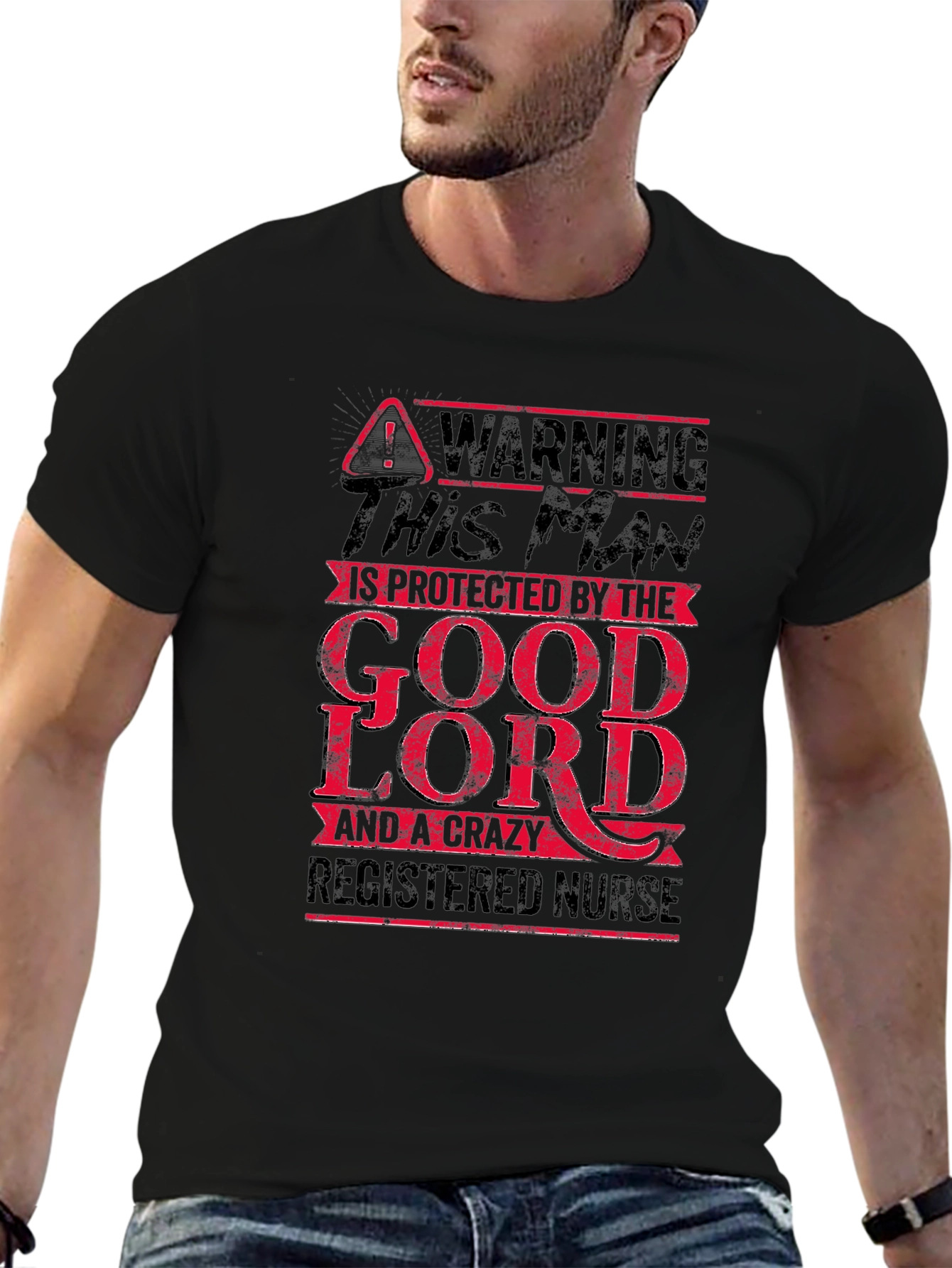 Warning: Protected by God & Crazy Nurse T-Shirt