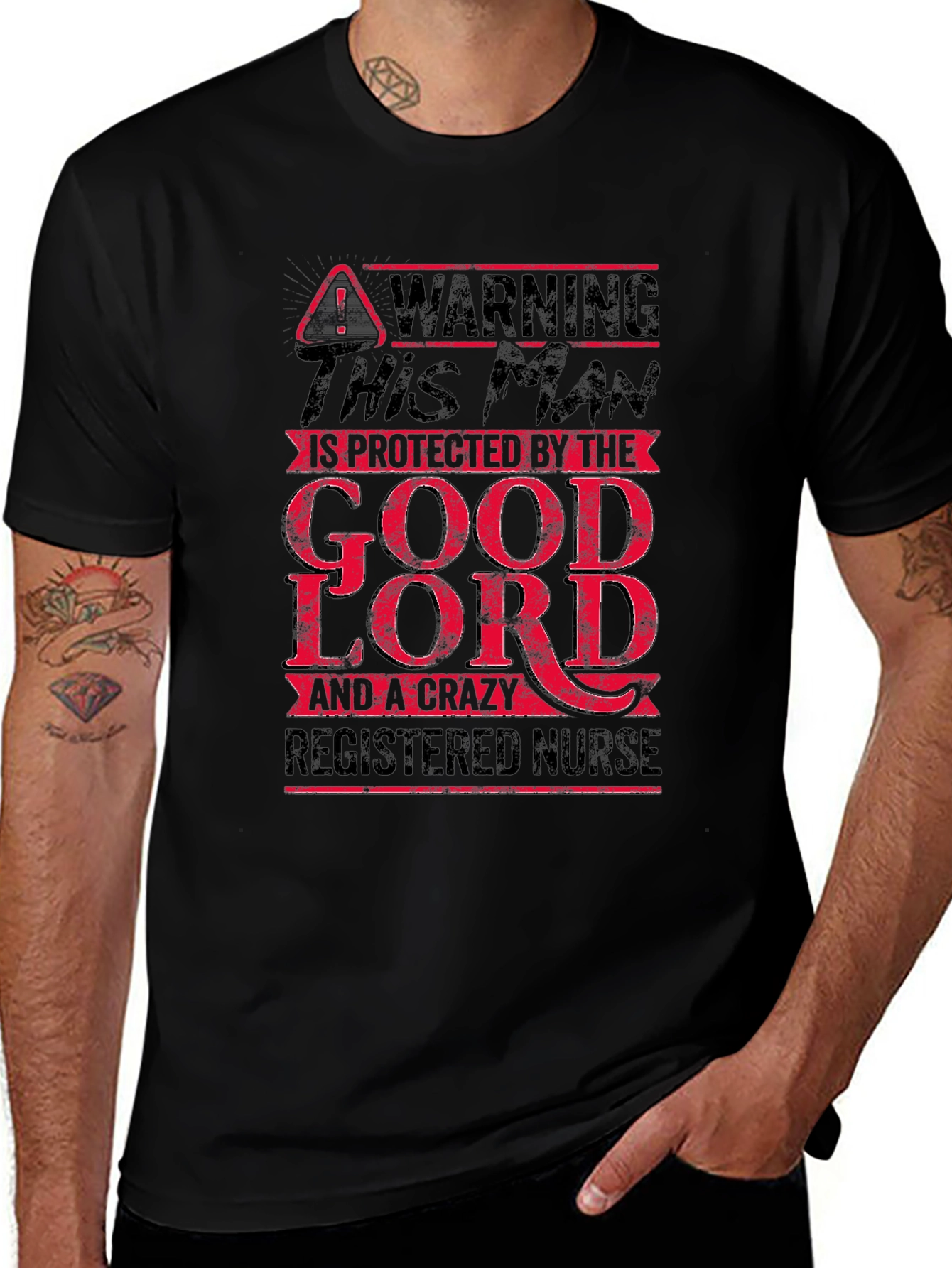 Warning: Protected by God & Crazy Nurse T-Shirt