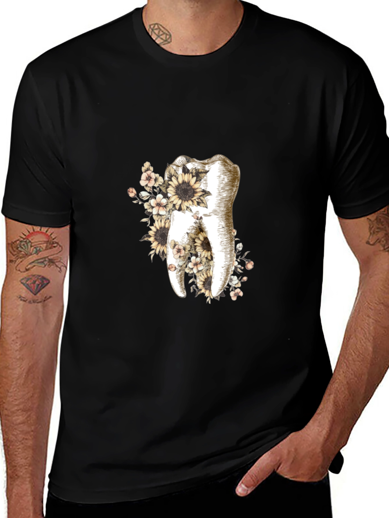 Floral Tooth Graphic Tee - Dentist Gift