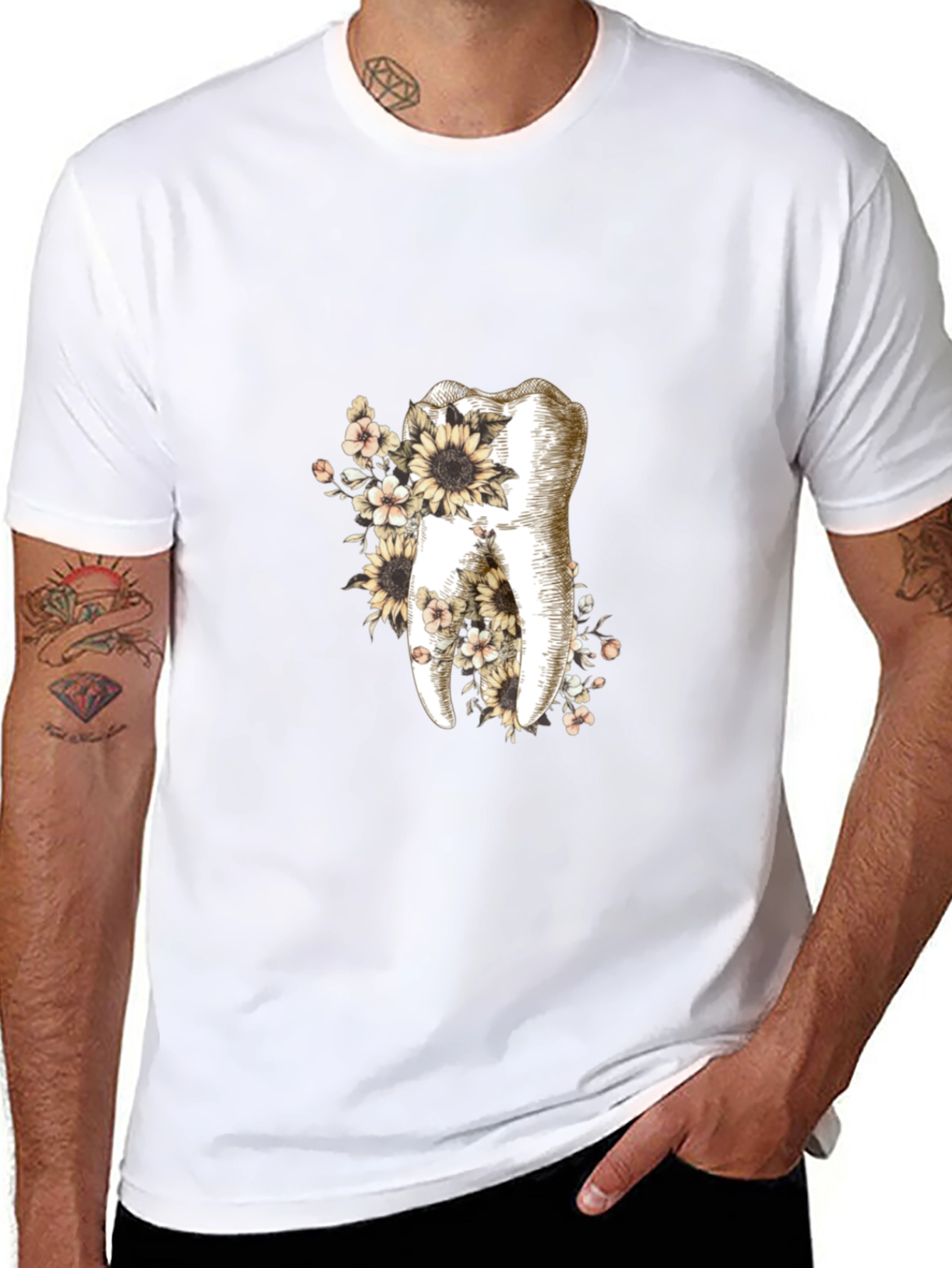 Floral Tooth Graphic Tee - Dentist Gift