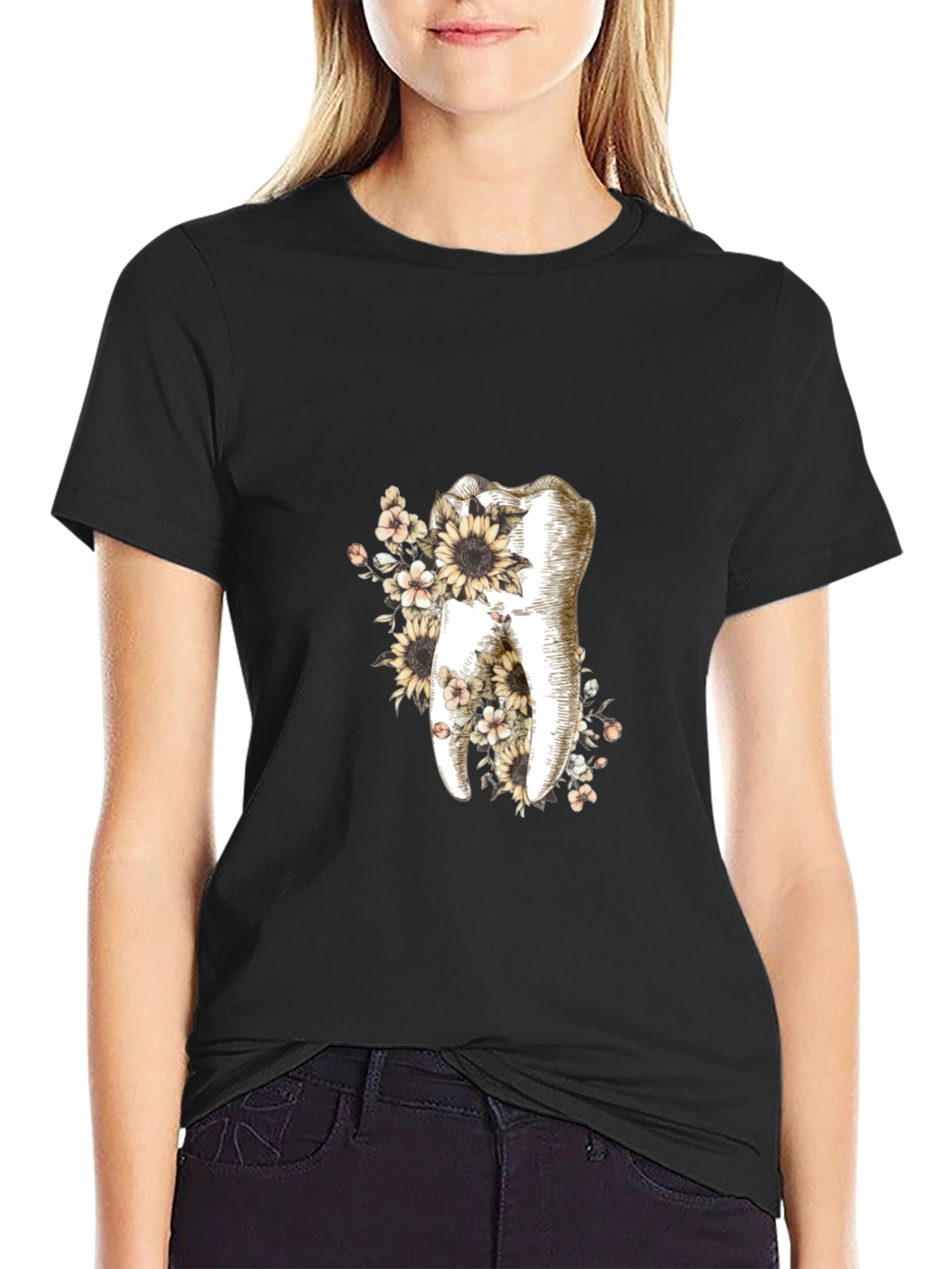 Floral Tooth Graphic Tee - Dentist Gift