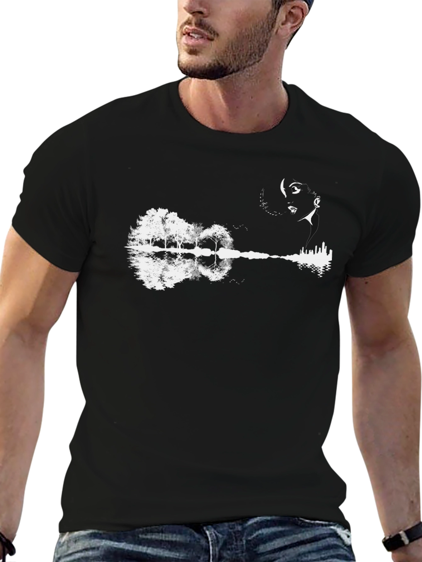 Nature & Music T-Shirt - Black Cotton Tee