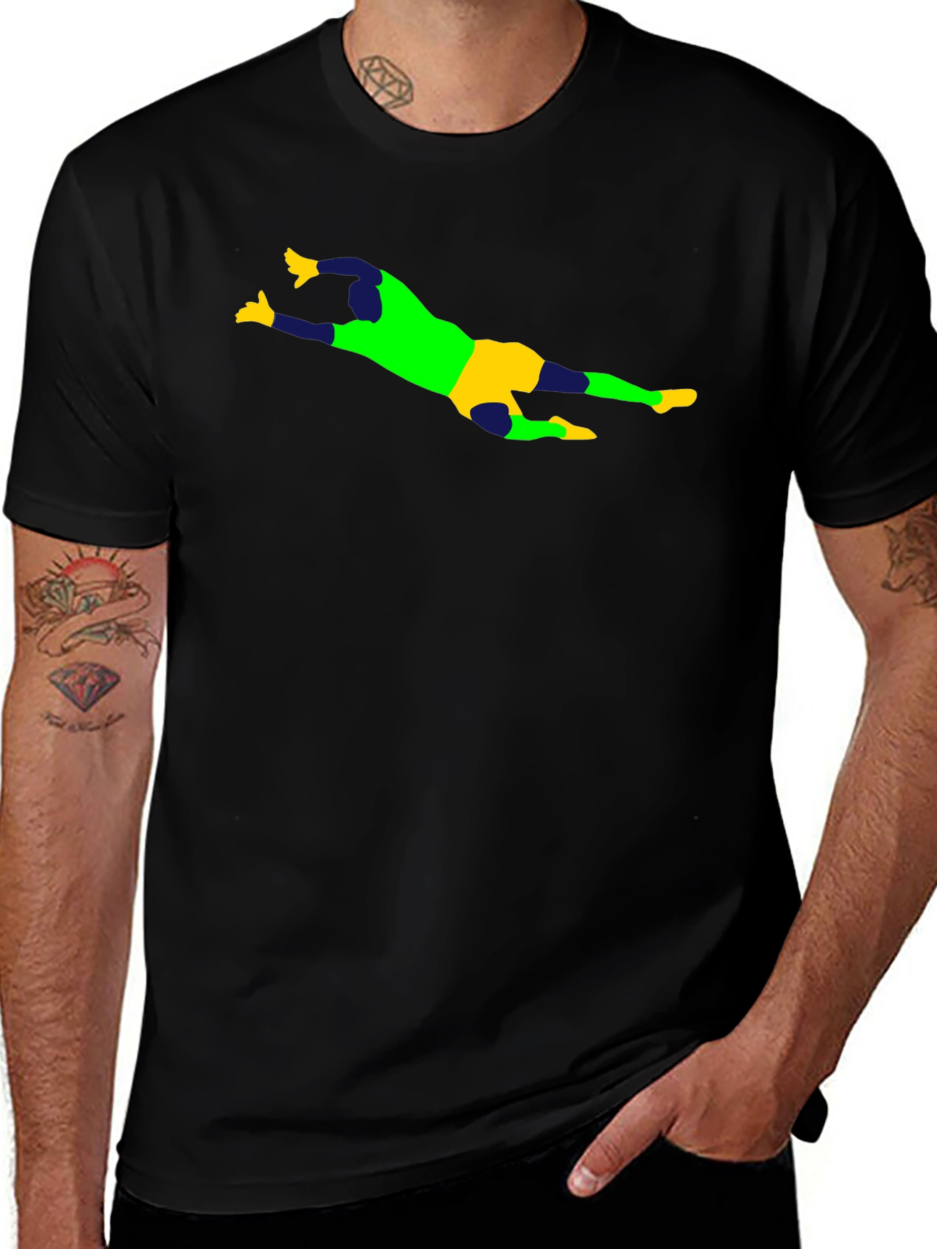 Goalkeeper Graphic Tee - Black Cotton Shirt