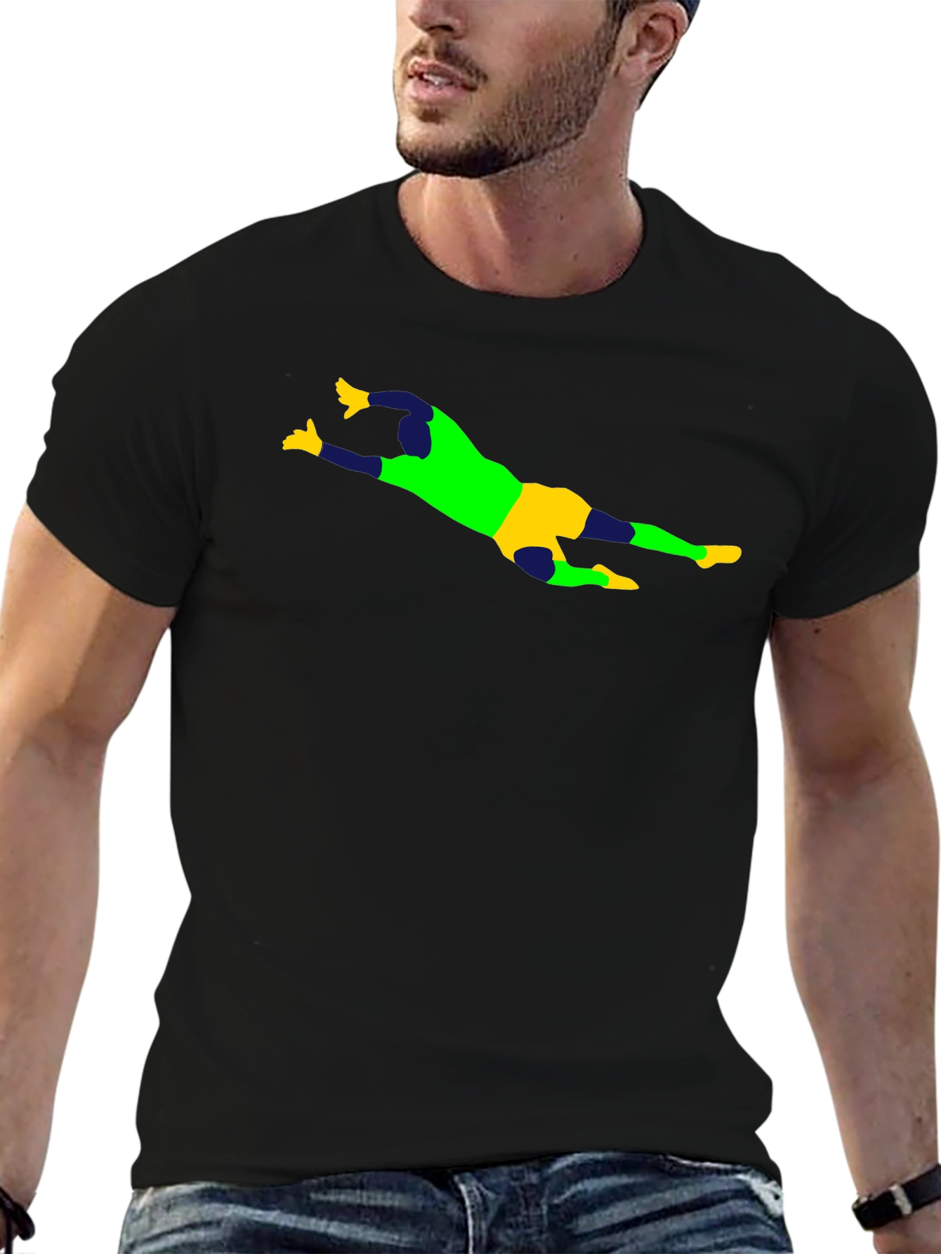Goalkeeper Graphic Tee - Black Cotton Shirt