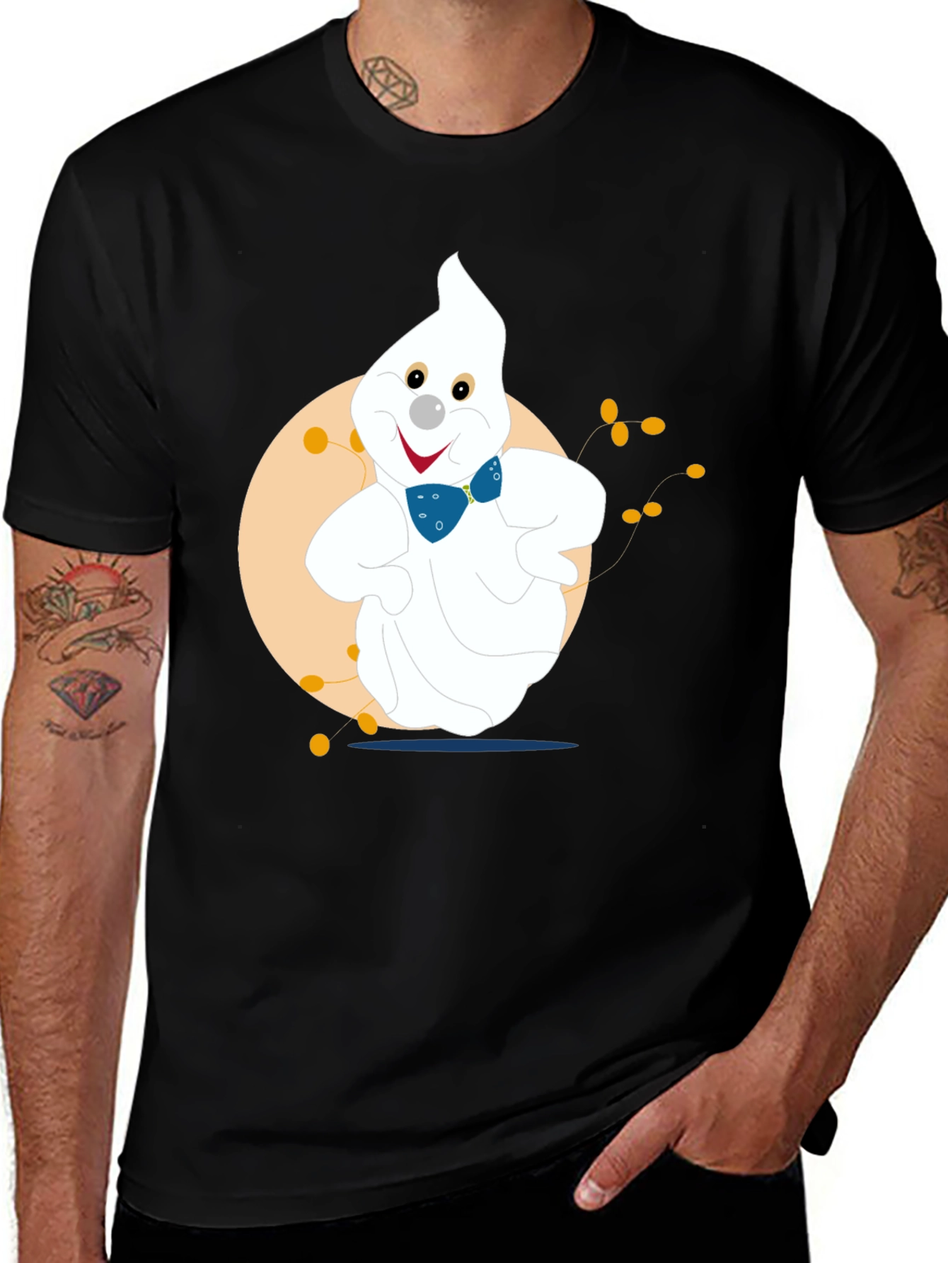 Ghost Graphic Black T-Shirt - Halloween Fun