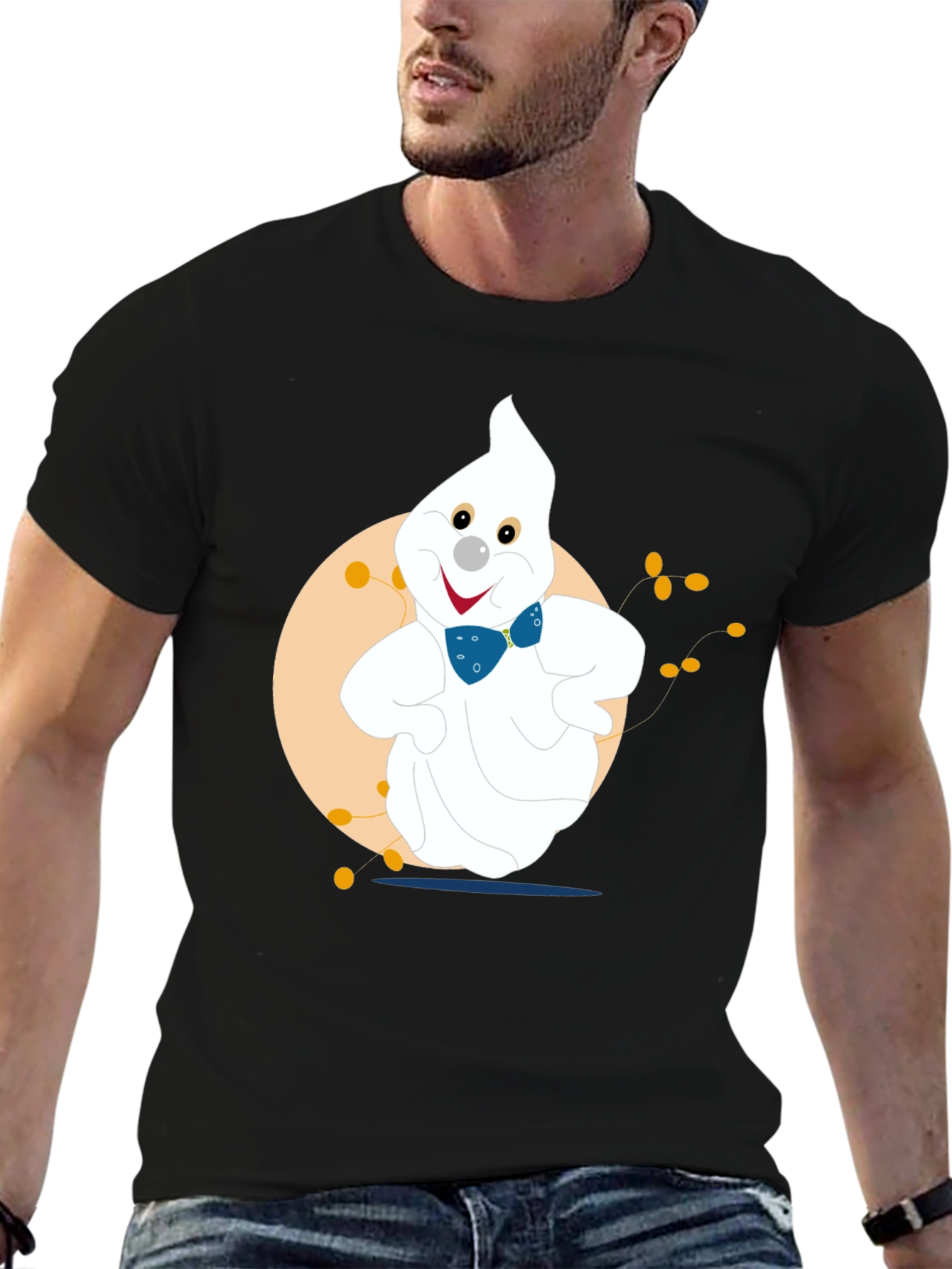 Ghost Graphic Black T-Shirt - Halloween Fun