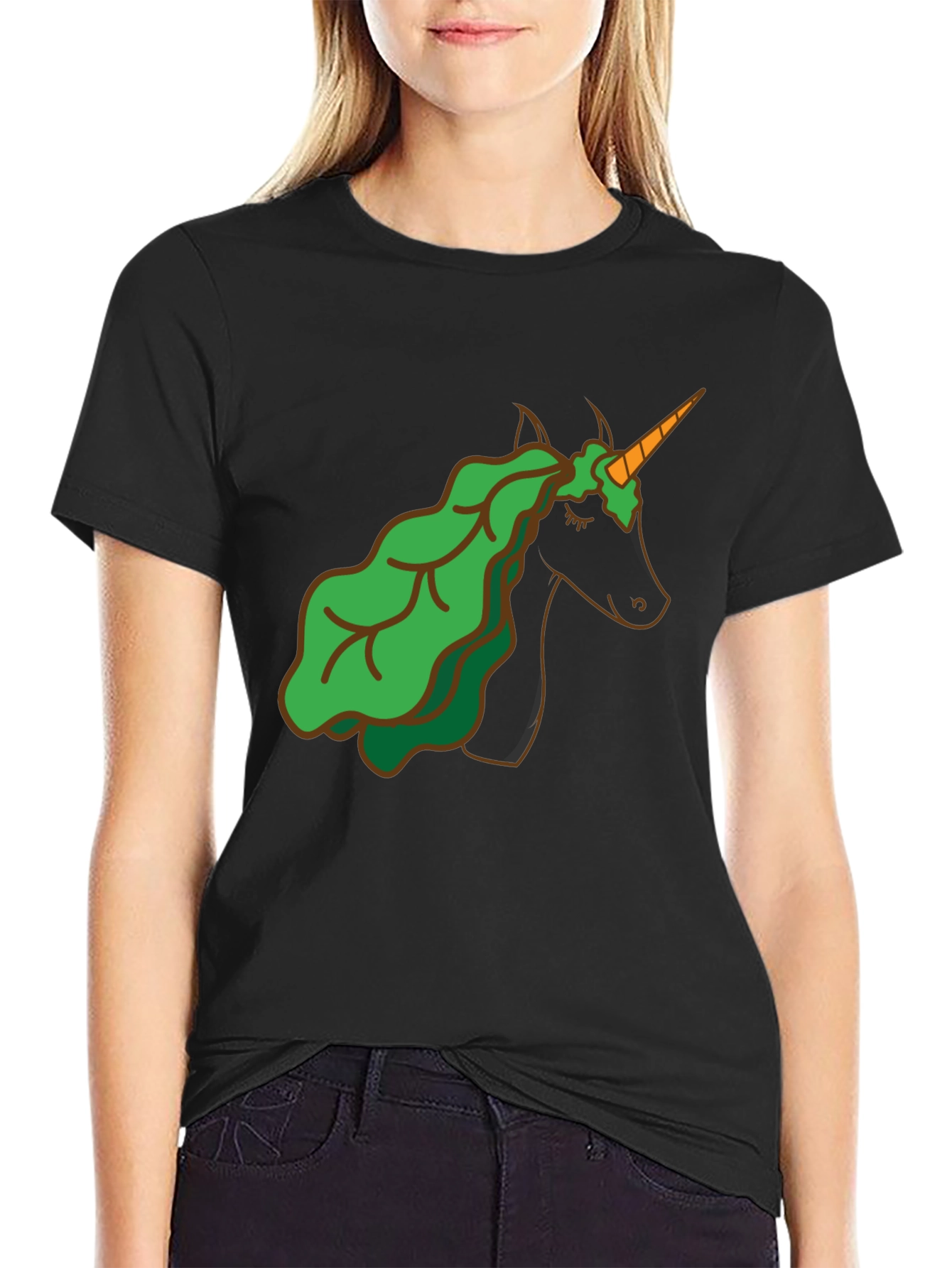 Unicorn Lettuce Hair T-Shirt - Black