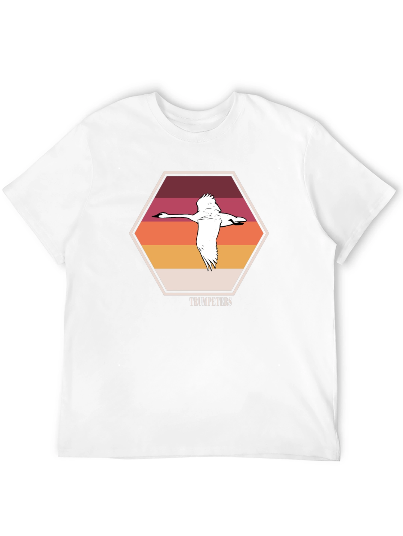 Trumpeters Swan T-Shirt Retro Hexagon Design
