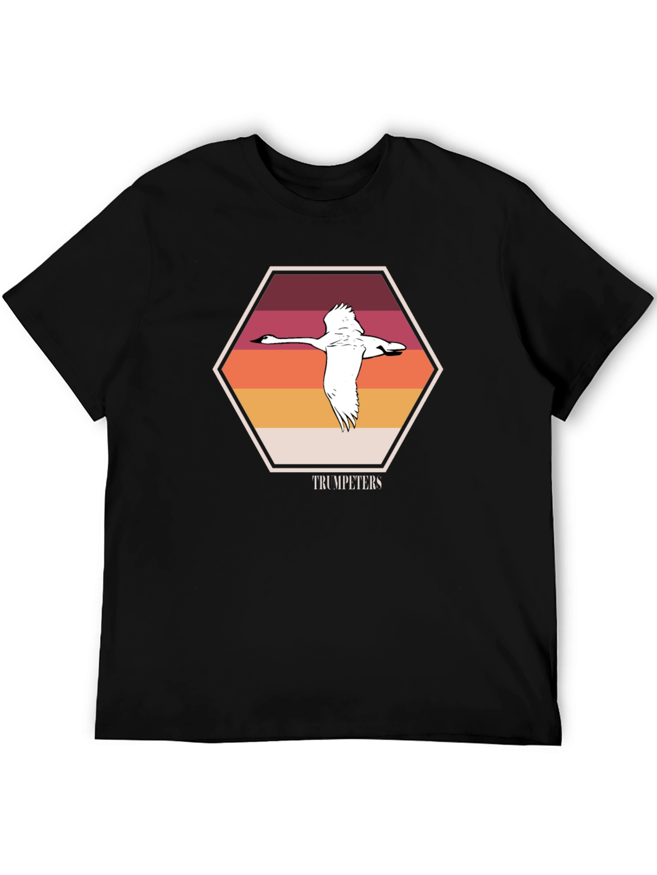Trumpeters Swan T-Shirt Retro Hexagon Design