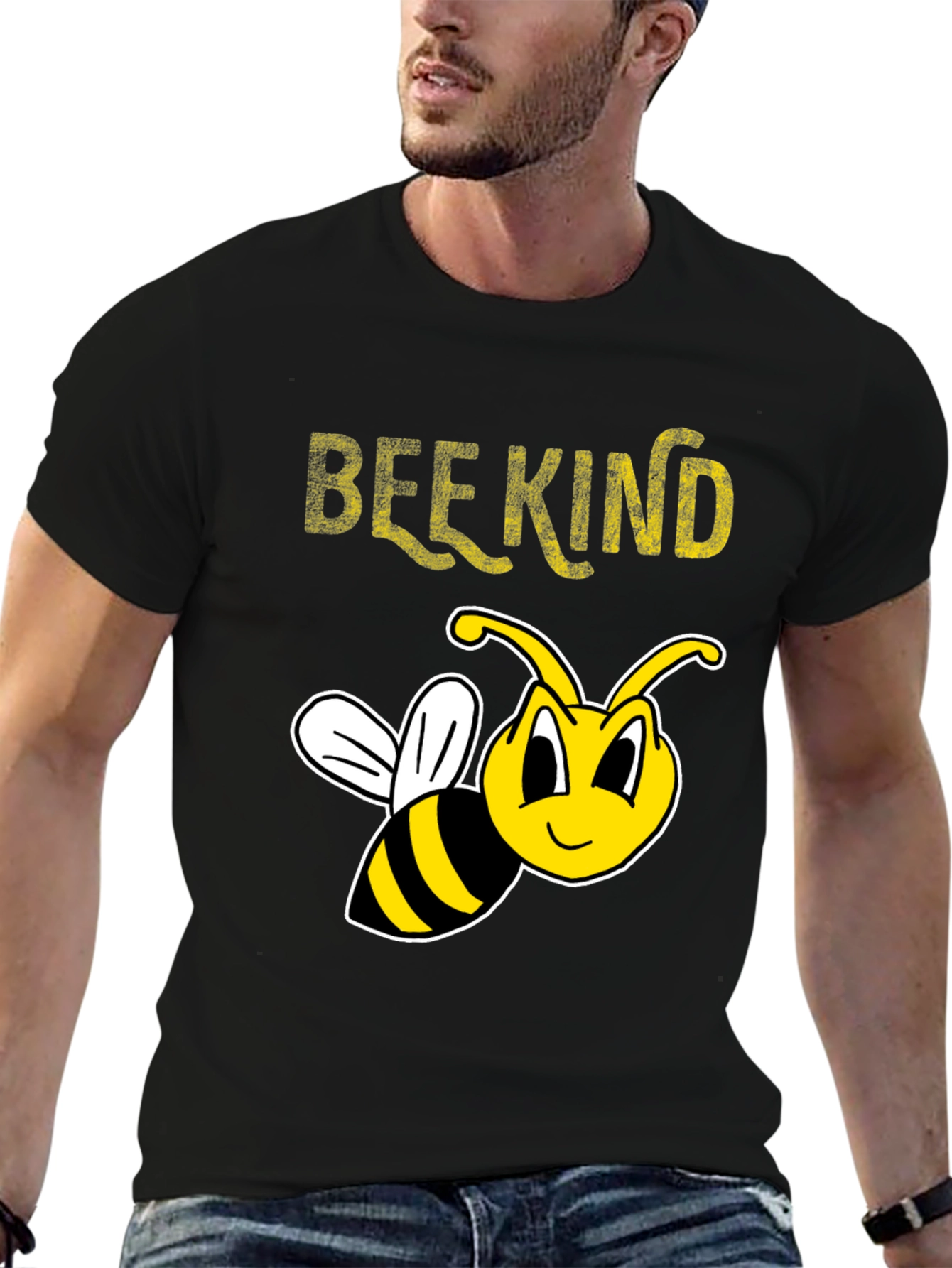 Bee Kind T-Shirt - Black Crew Neck Tee