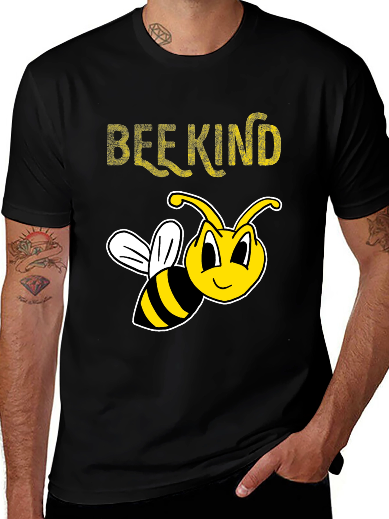 Bee Kind T-Shirt - Black Crew Neck Tee
