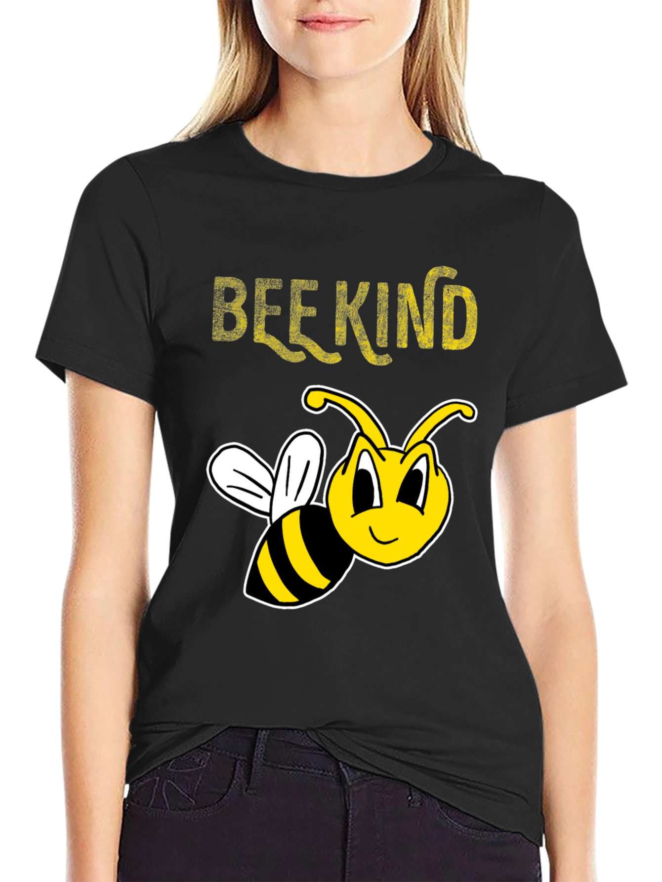 Bee Kind T-Shirt - Black Crew Neck Tee