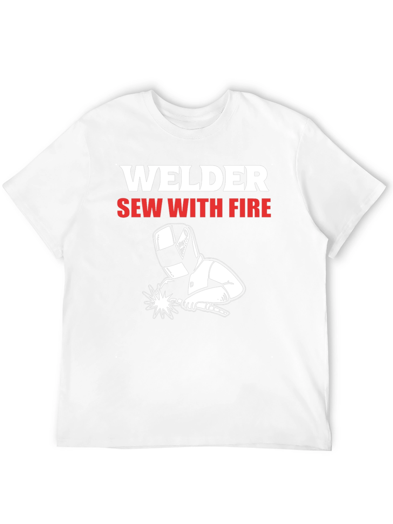 Welder Sew With Fire Black Graphic T-Shirt