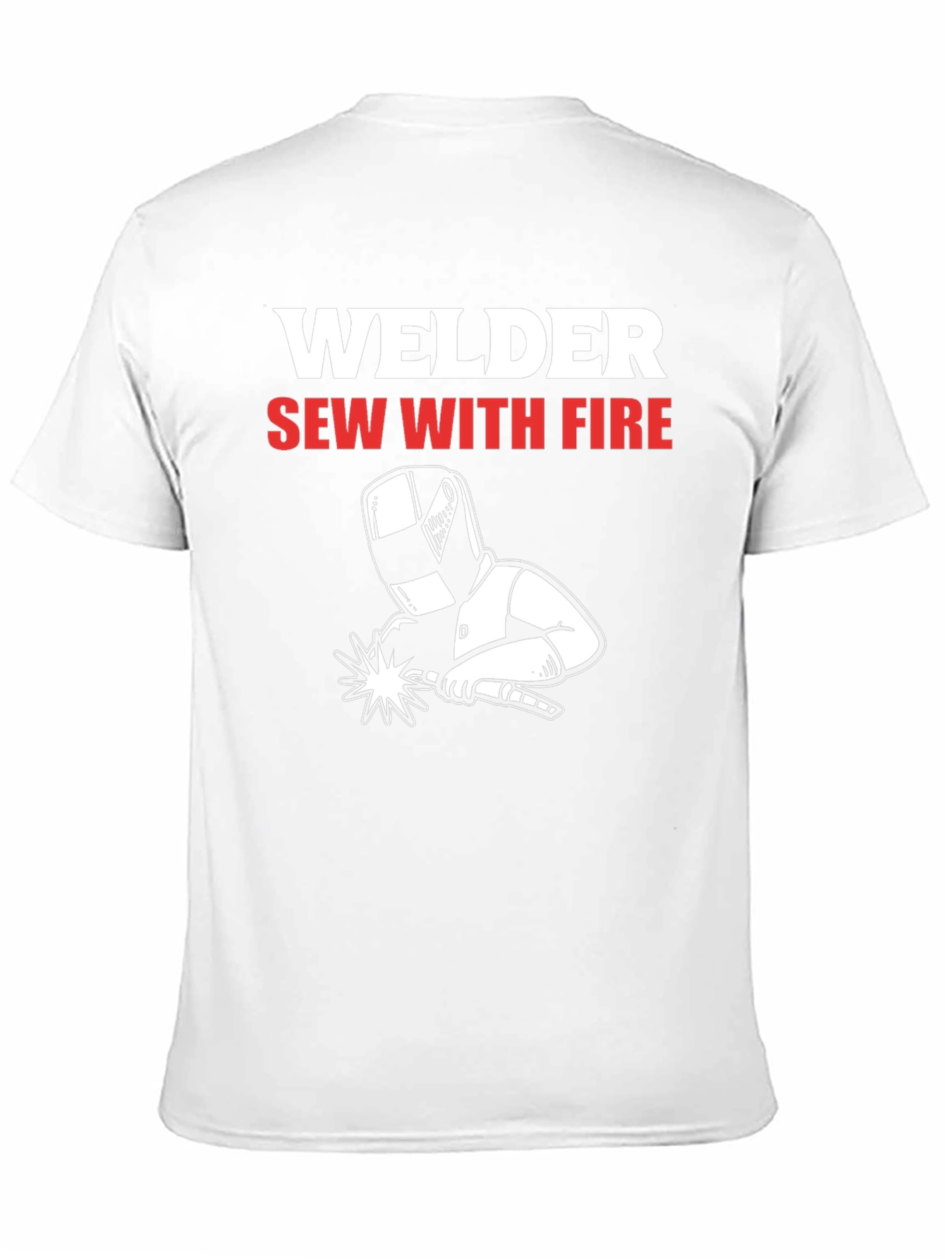 Welder Sew With Fire Black Graphic T-Shirt