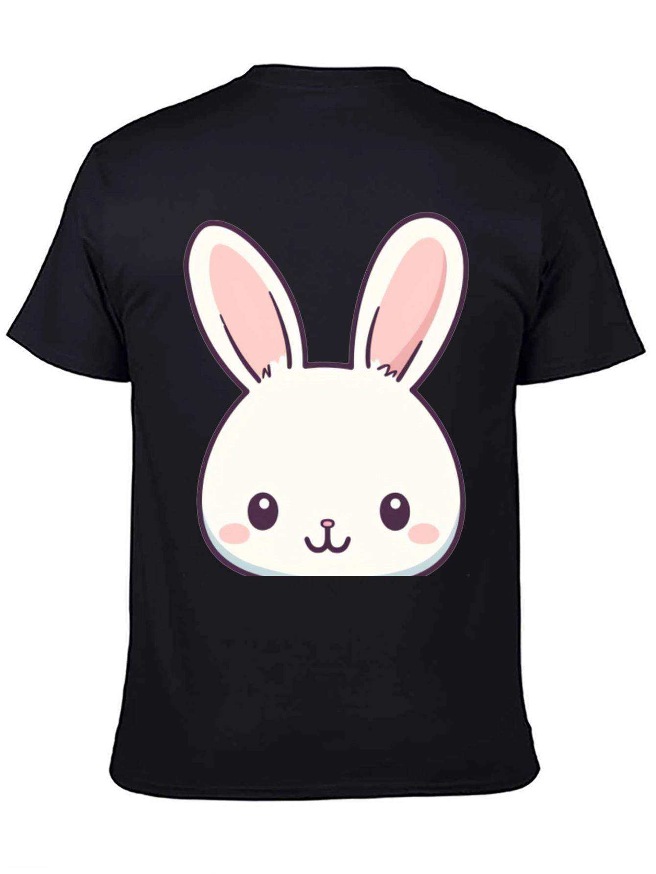 Cute Bunny Graphic T-Shirt - Black Cotton Blend
