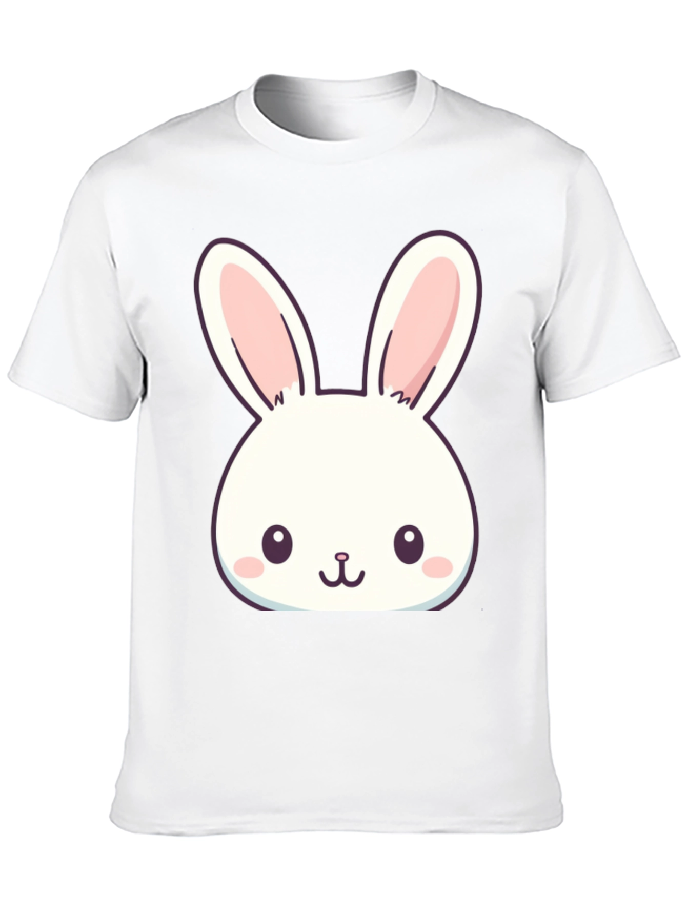 Cute Bunny Graphic T-Shirt - Black Cotton Blend