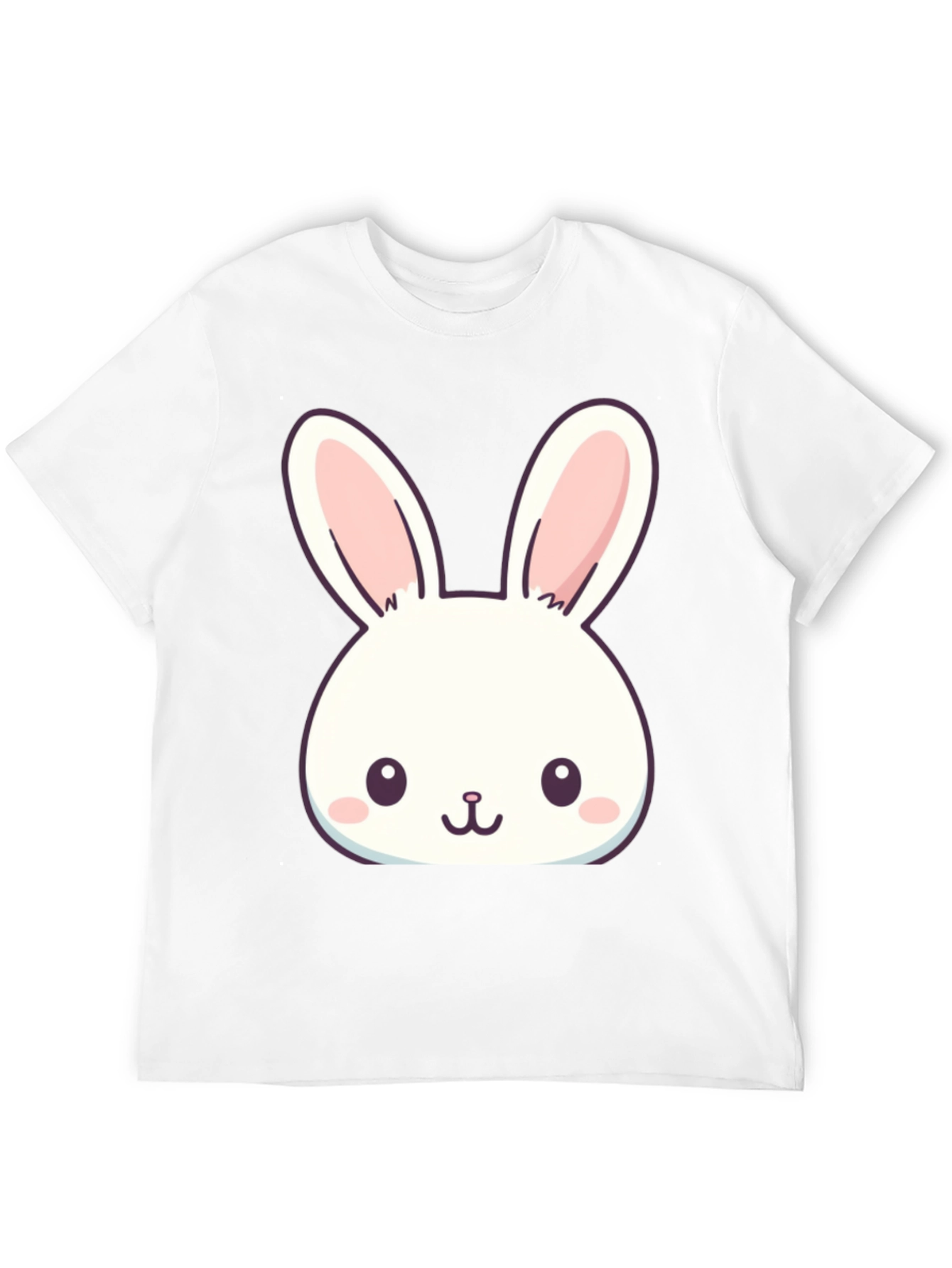 Cute Bunny Graphic T-Shirt - Black Cotton Blend