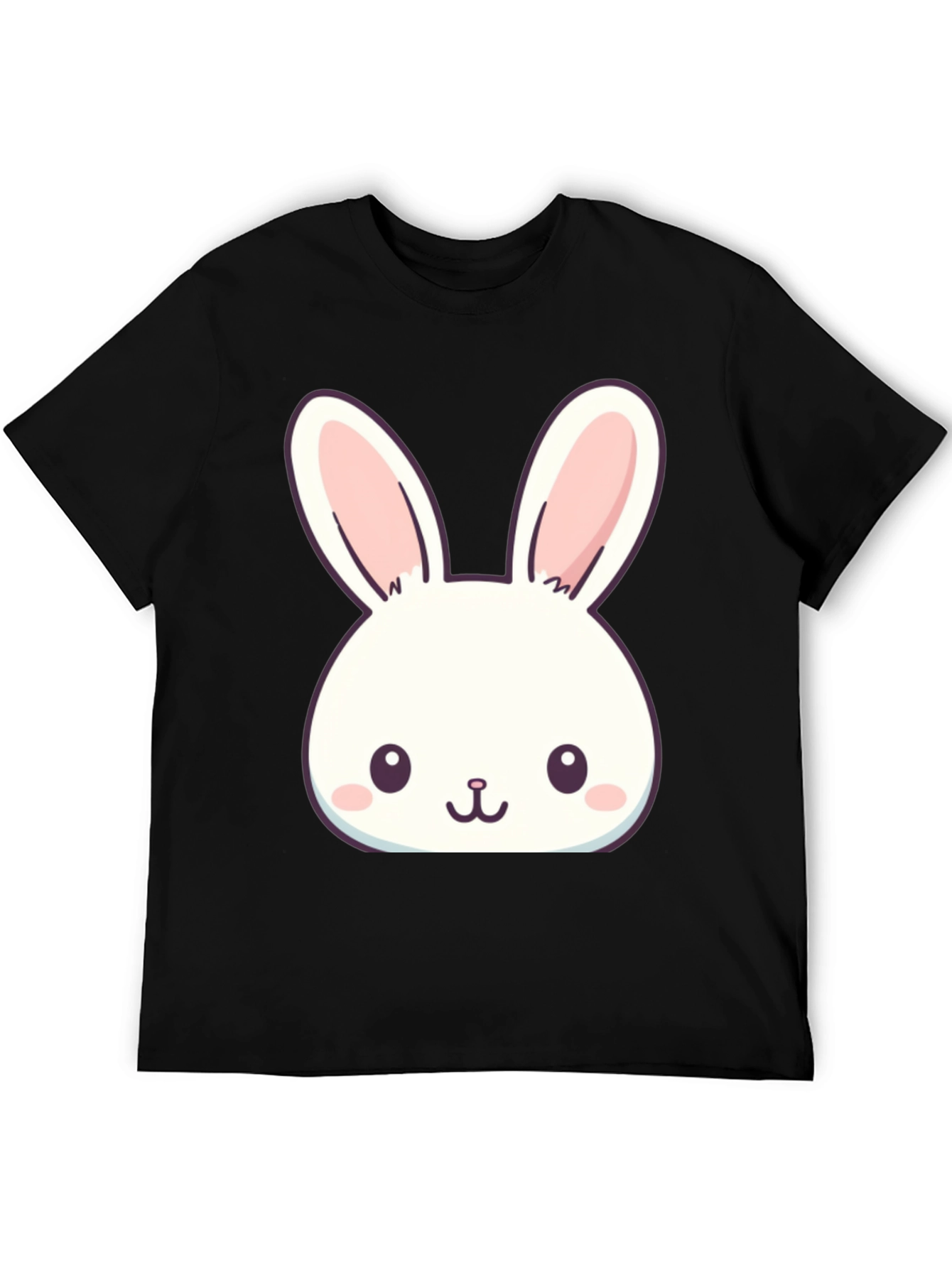 Cute Bunny Graphic T-Shirt - Black Cotton Blend