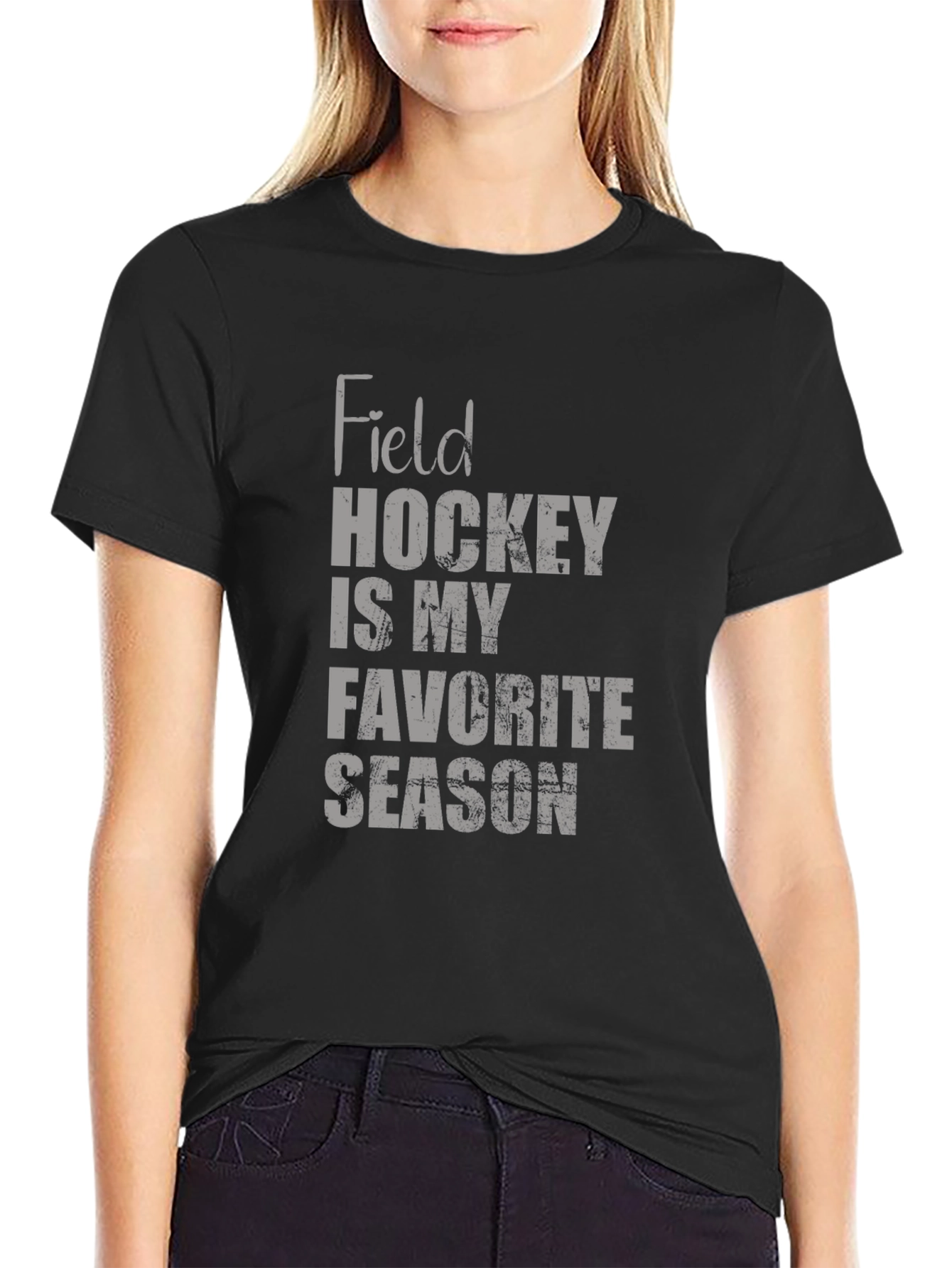 Field Hockey Favorite Season Black Graphic Tee