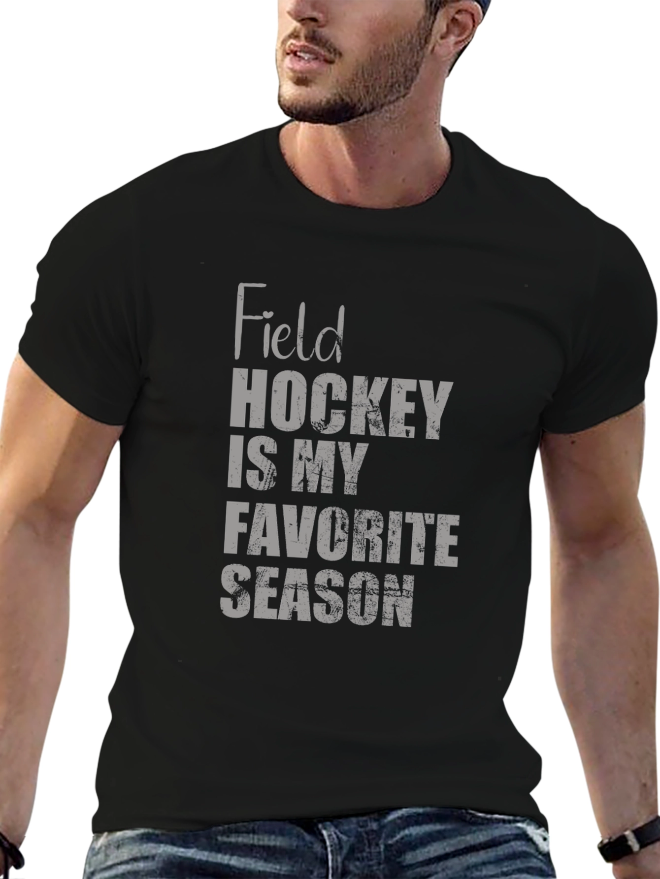 Field Hockey Favorite Season Black Graphic Tee