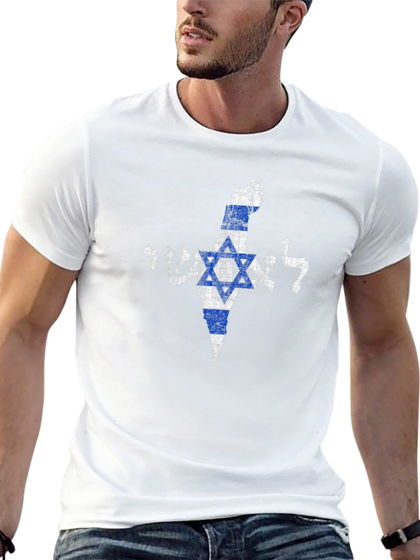 Israeli Flag Map Graphic Black T-Shirt
