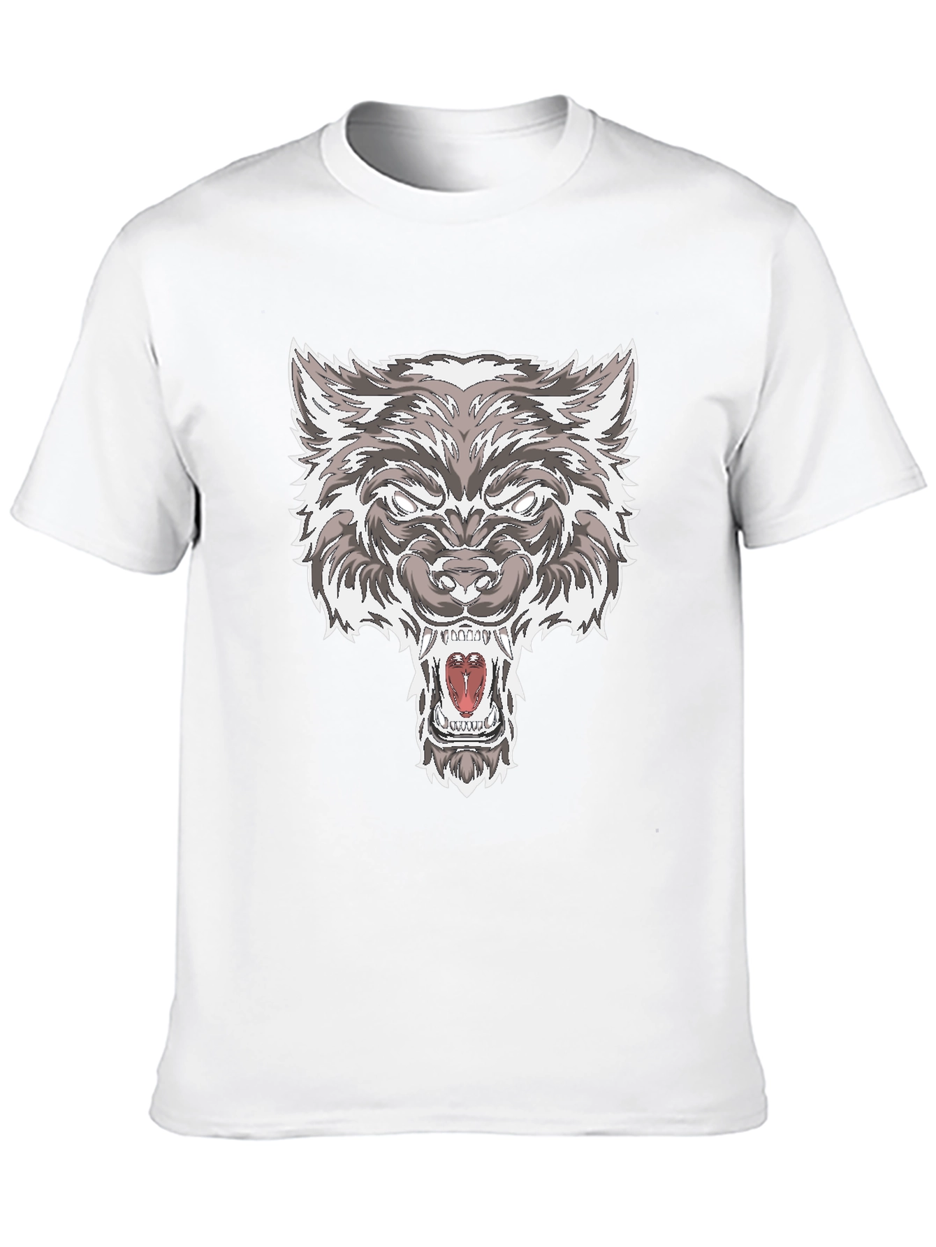 Mens Wolf Graphic Print Black T-Shirt