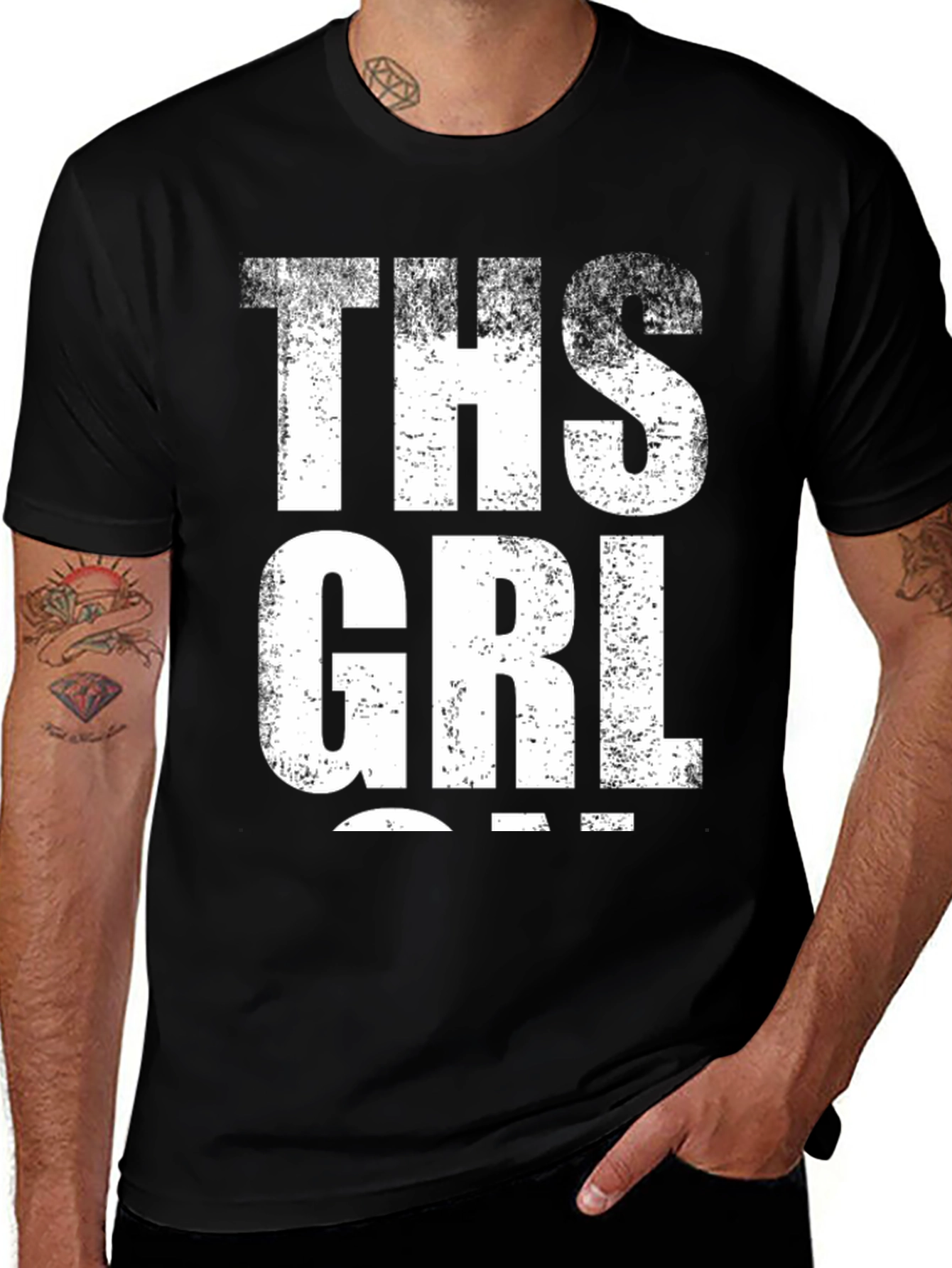 THS GRL Graphic Print Black T-Shirt