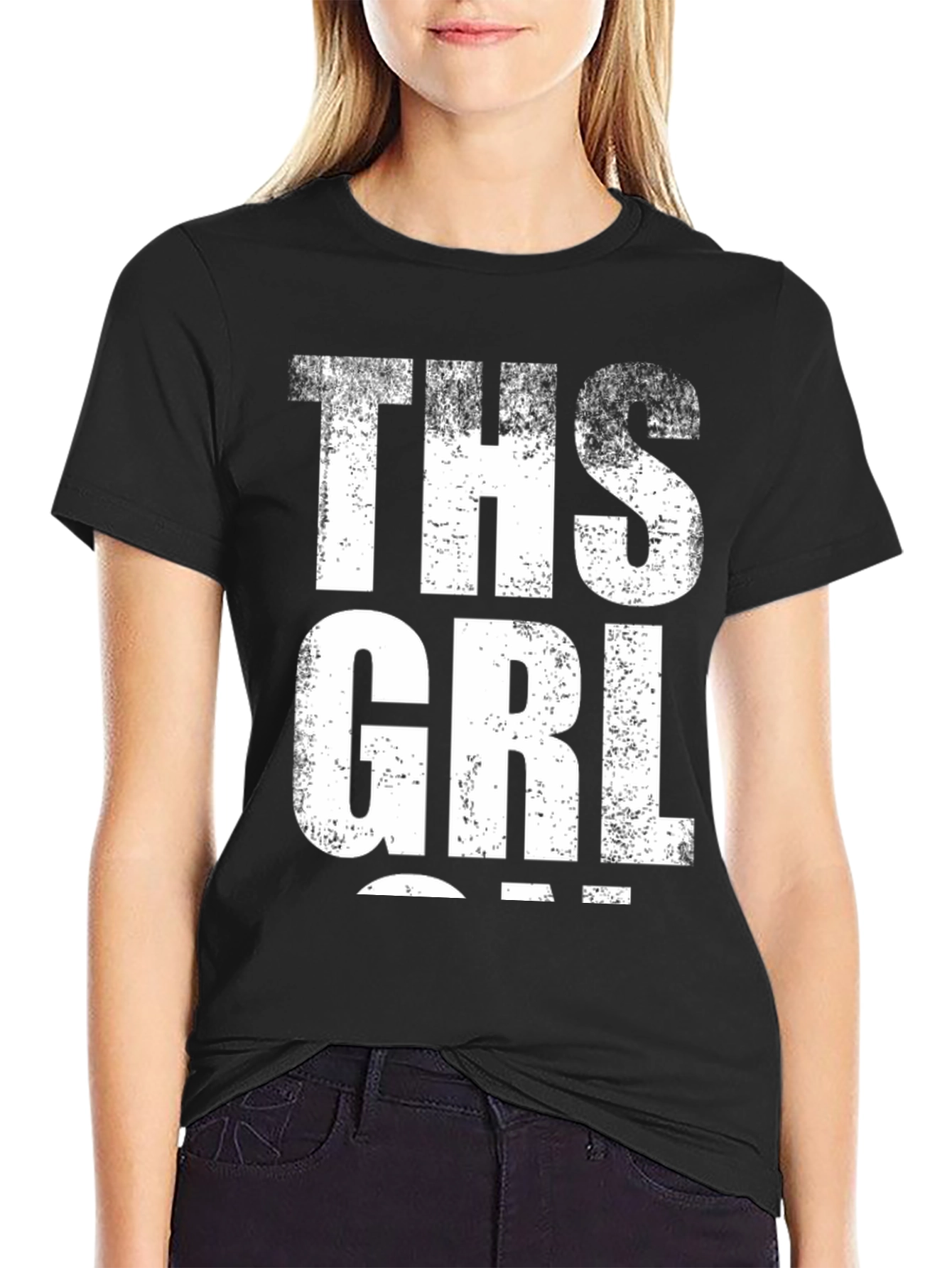 THS GRL Graphic Print Black T-Shirt
