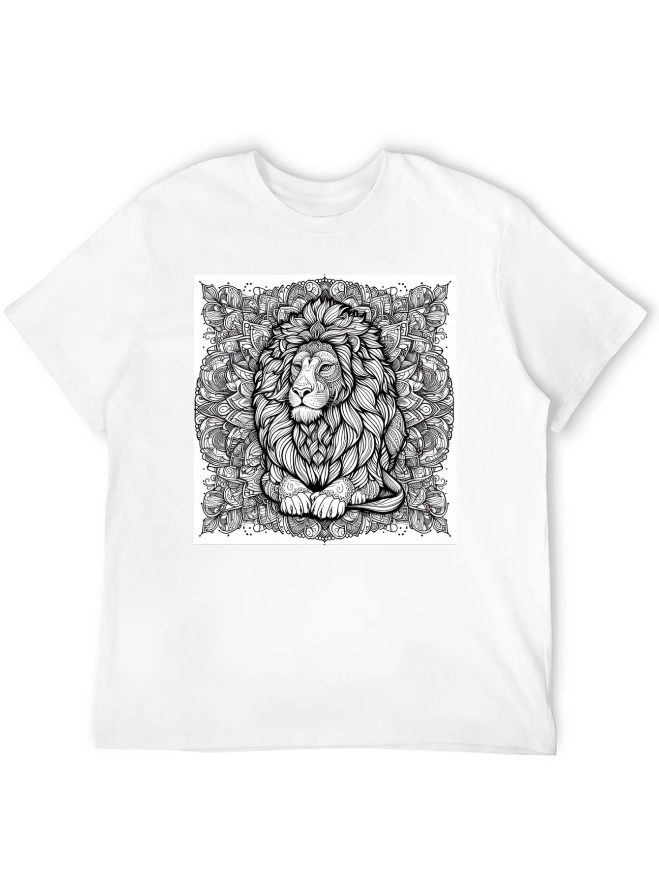 Lion Mandala Graphic Black T-Shirt