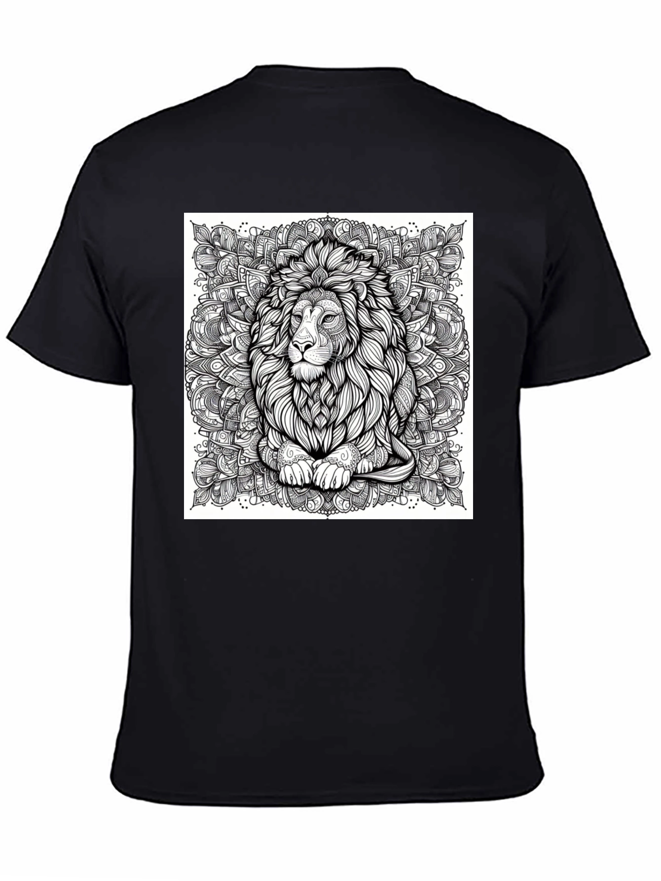 Lion Mandala Graphic Black T-Shirt