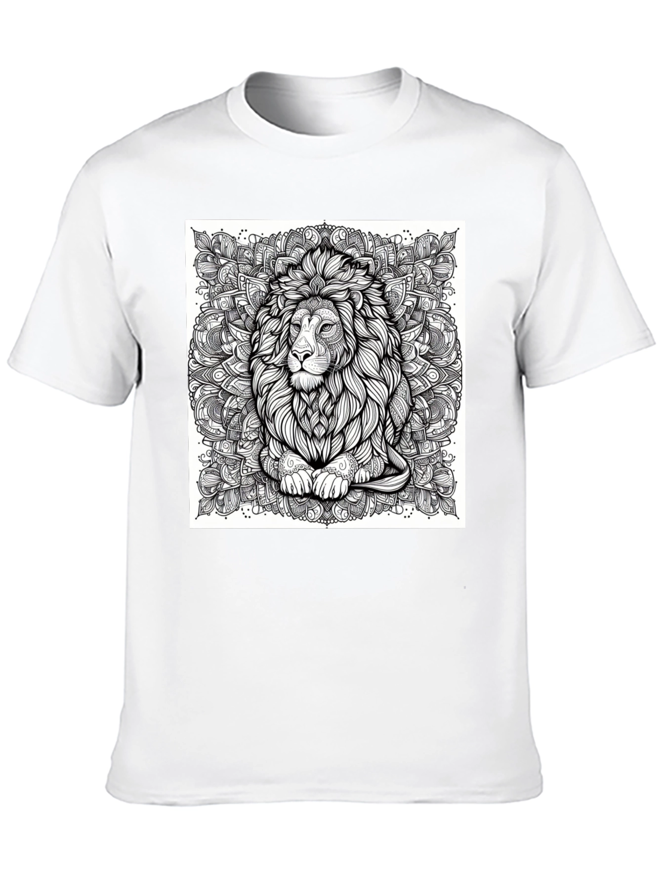 Lion Mandala Graphic Black T-Shirt