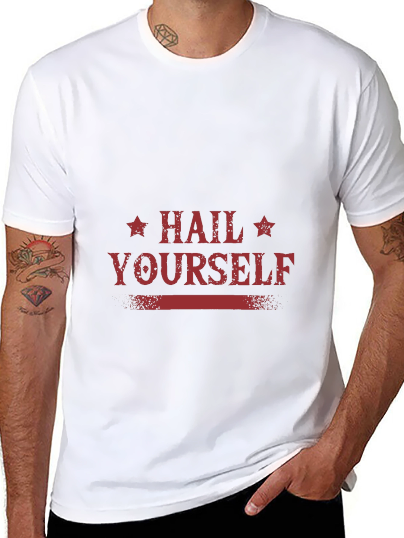 Hail Yourself Graphic Tee - Black Cotton Blend T-Shirt