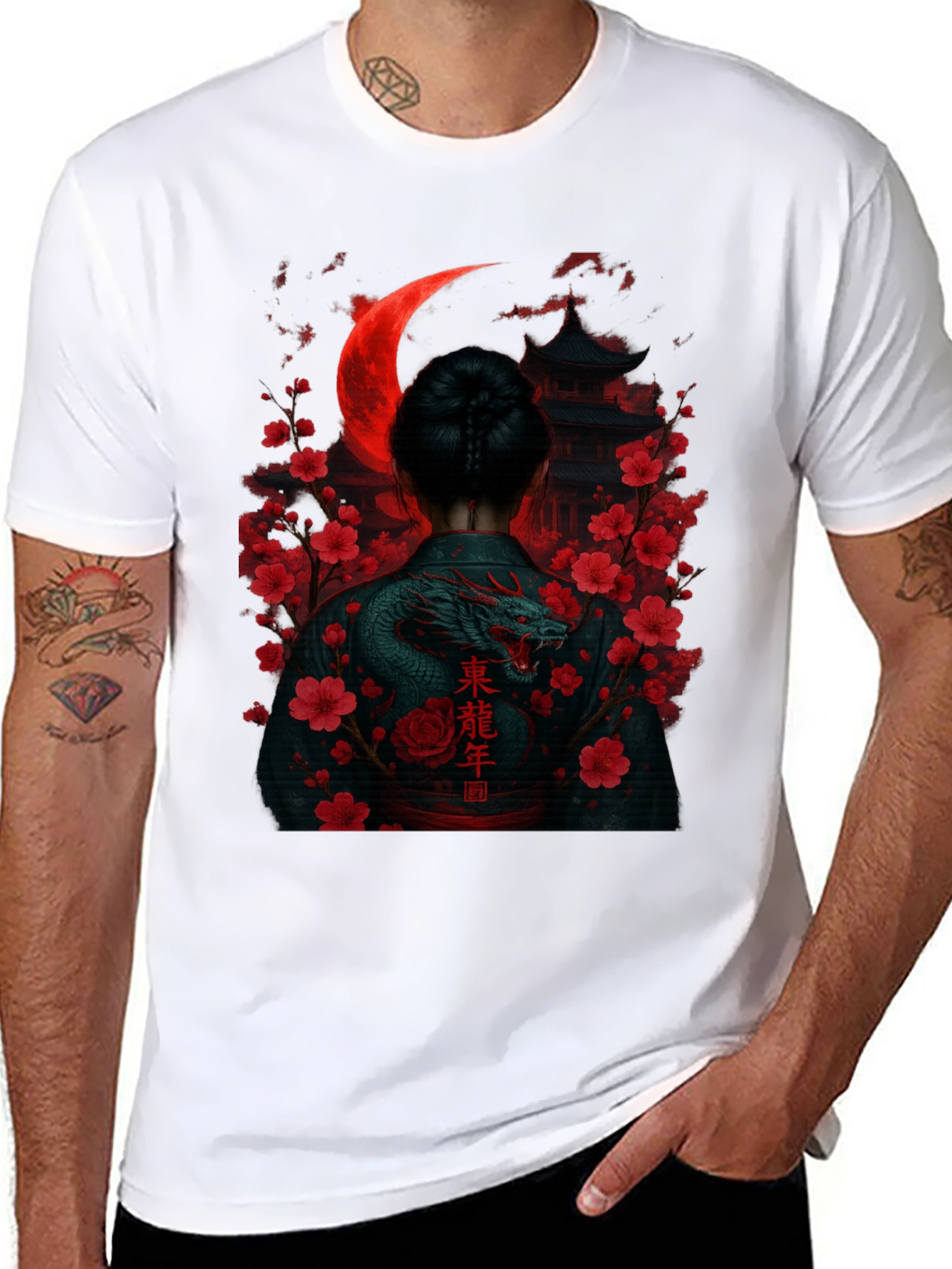 Dragon & Moon Graphic Tee - Stylish Unisex Shirt