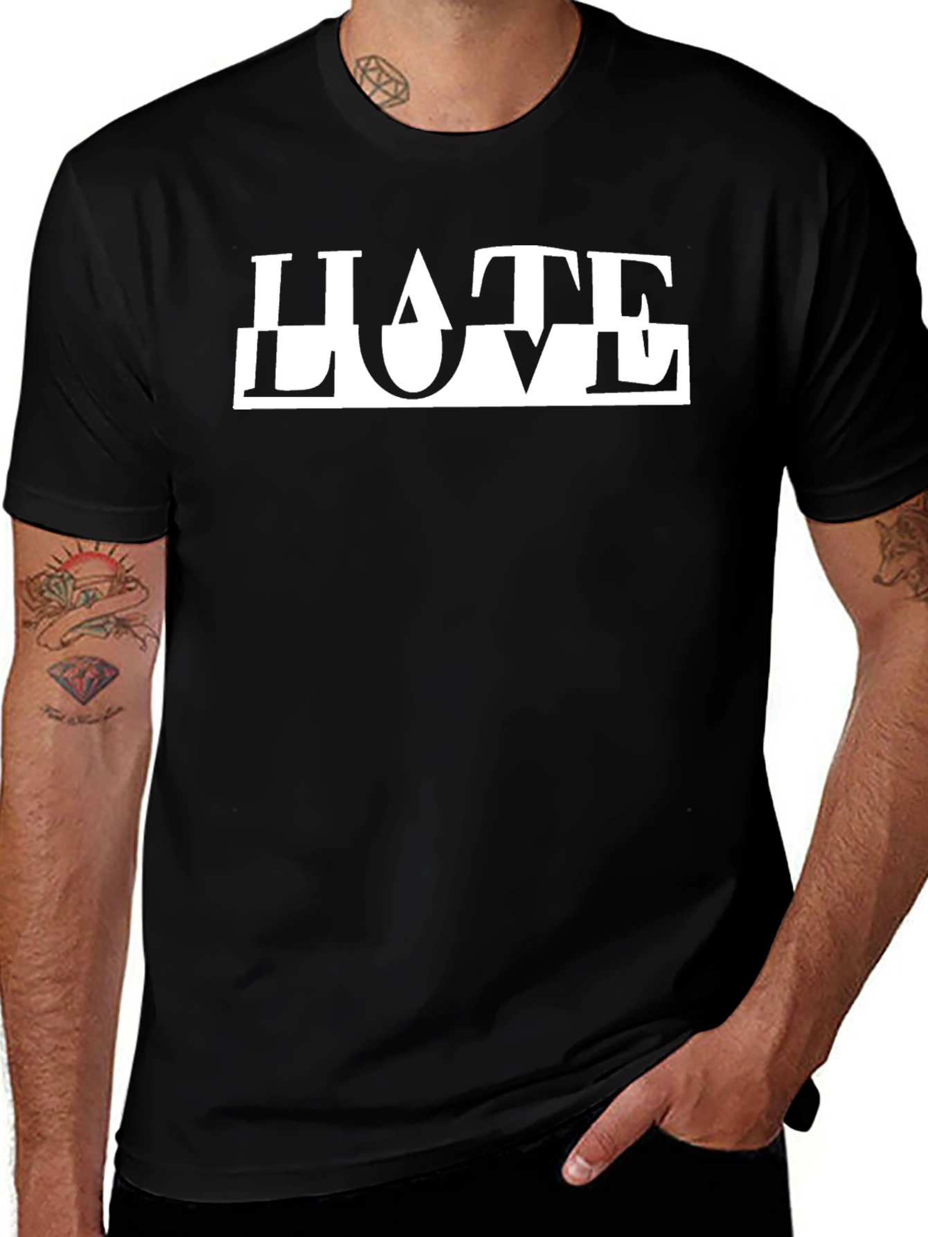 Hate/Love Graphic Tee - Stylish Contrast Design