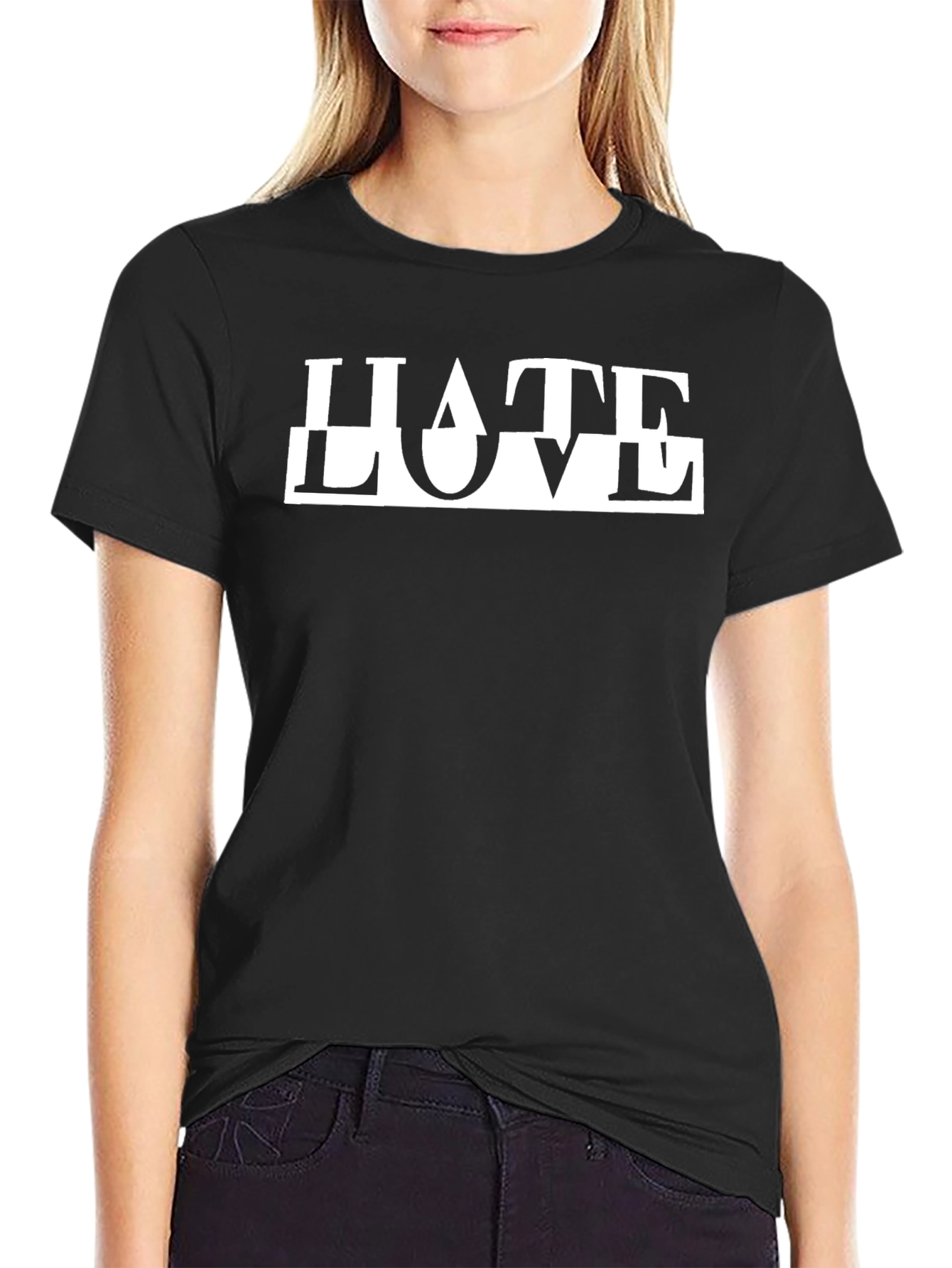 Hate/Love Graphic Tee - Stylish Contrast Design