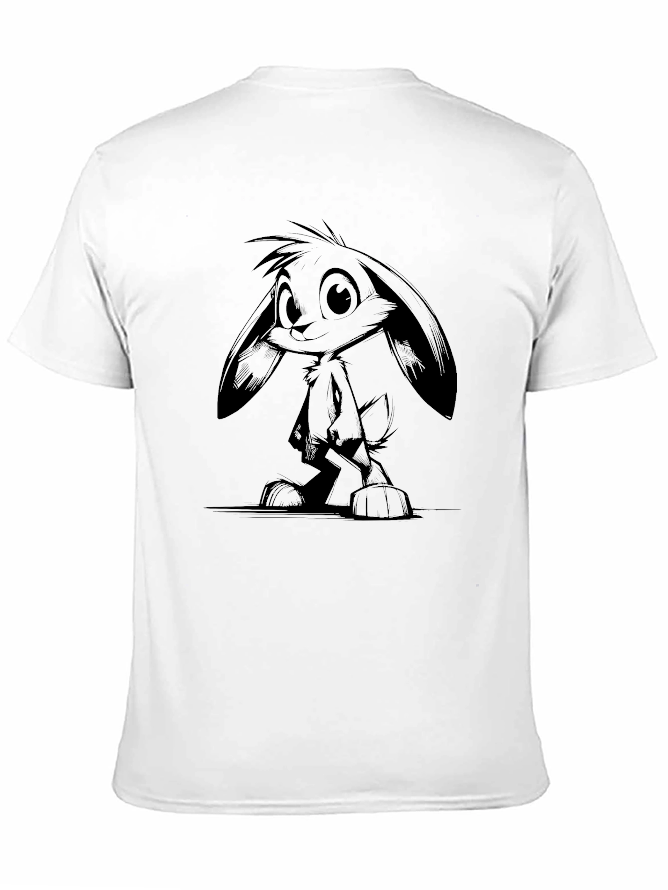 Cartoon Rabbit Graphic Black T-Shirt