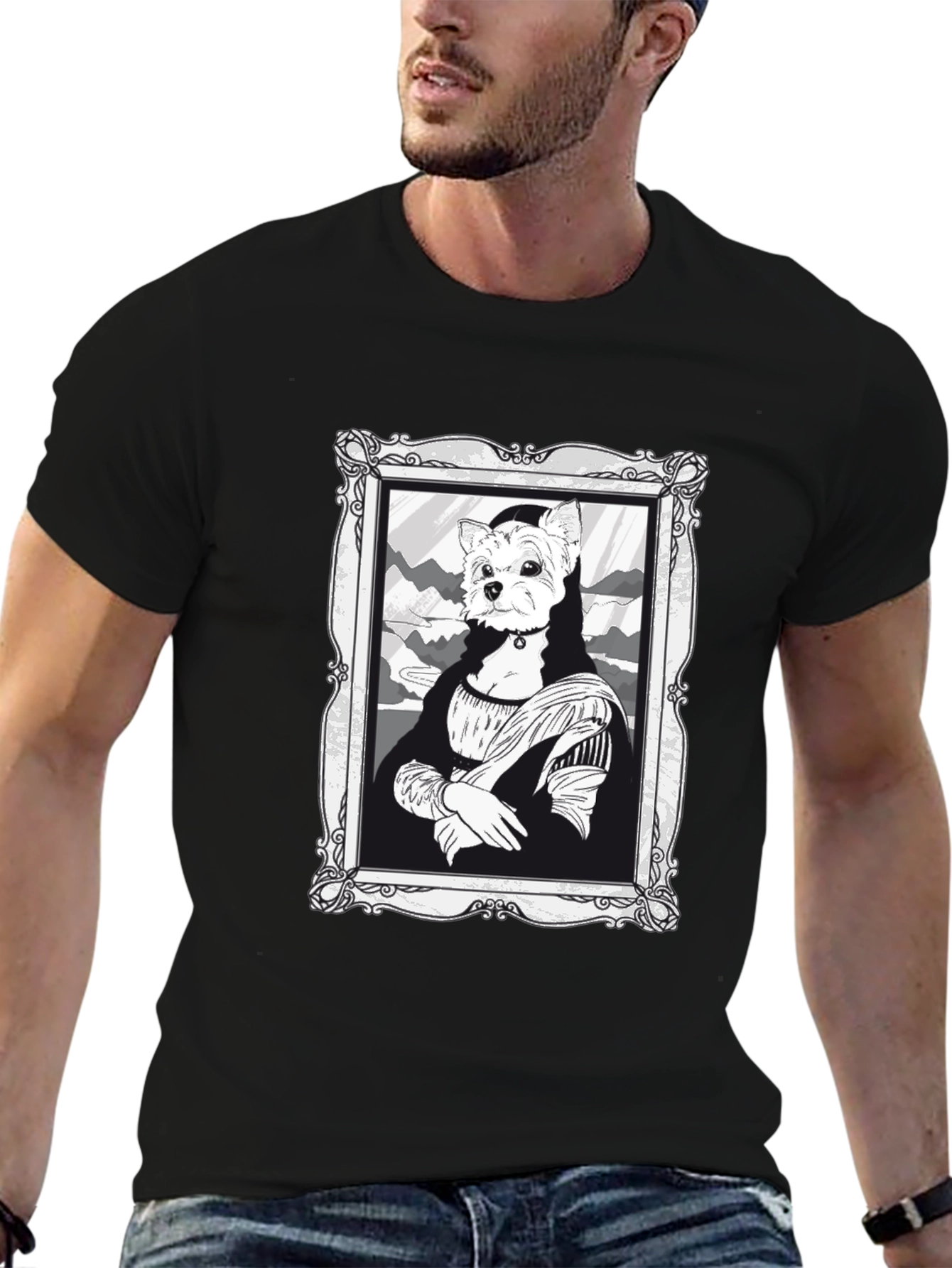 Mona Lisa Dog Portrait T-Shirt