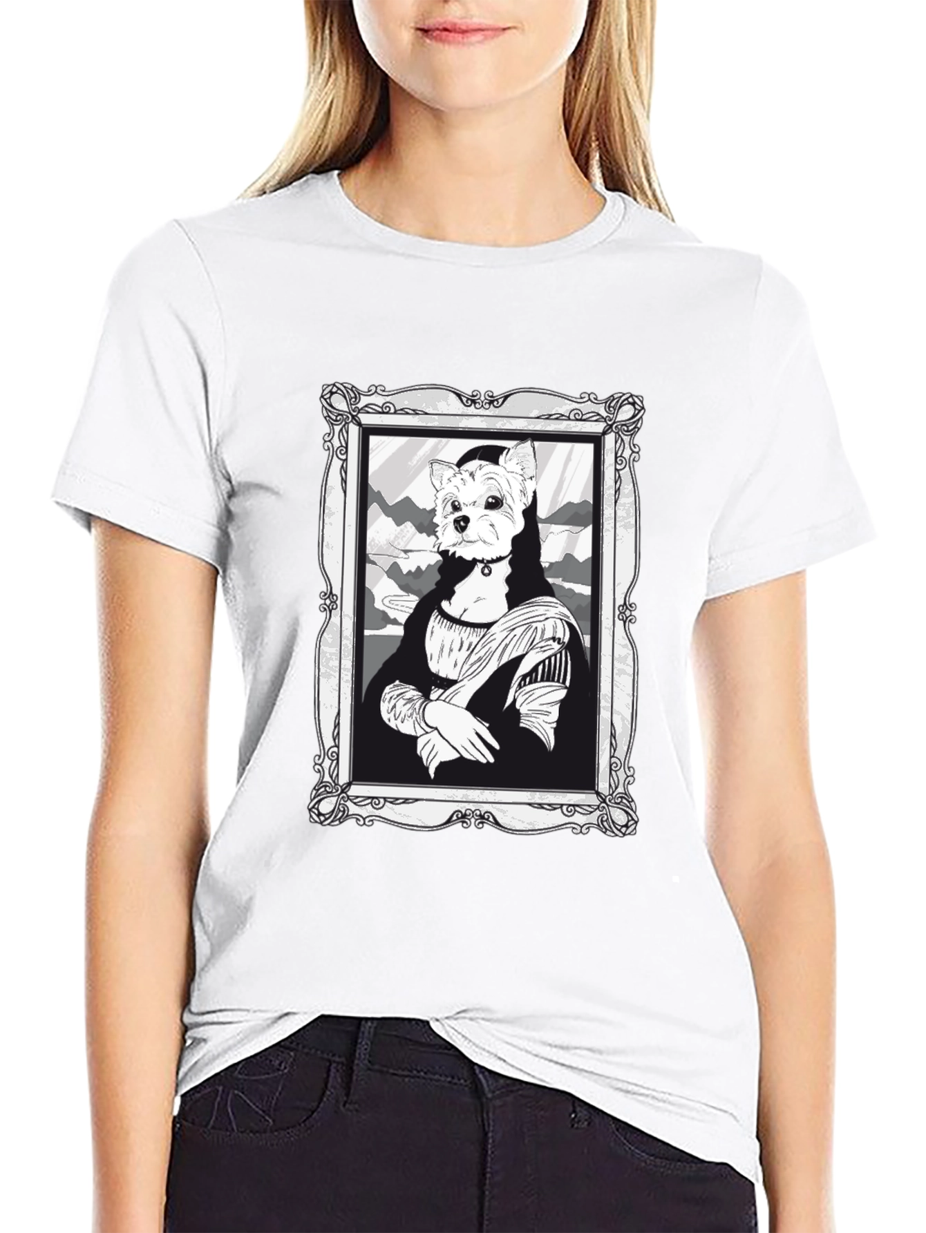 Mona Lisa Dog Portrait T-Shirt