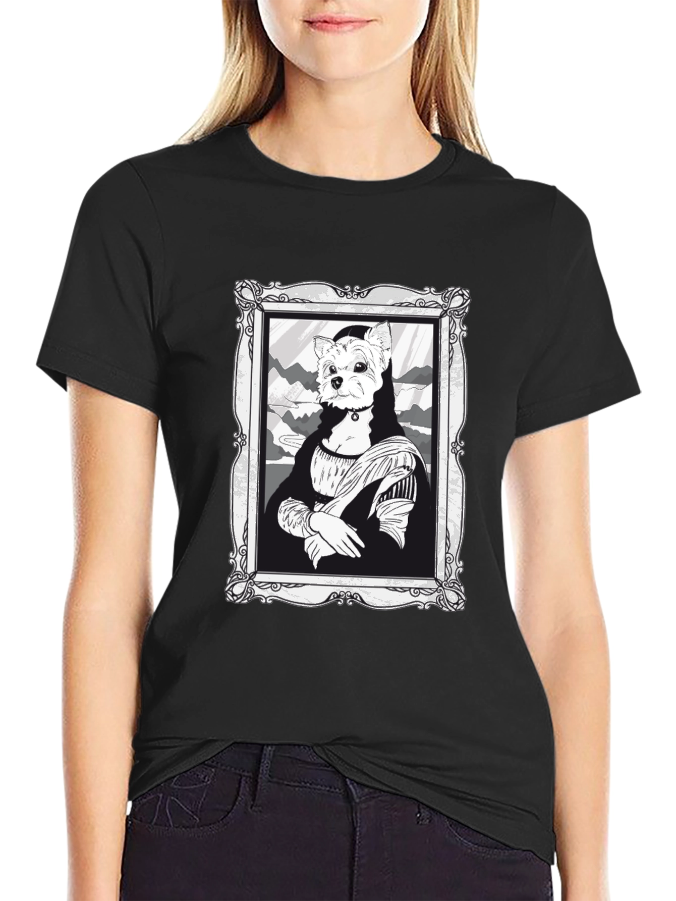 Mona Lisa Dog Portrait T-Shirt