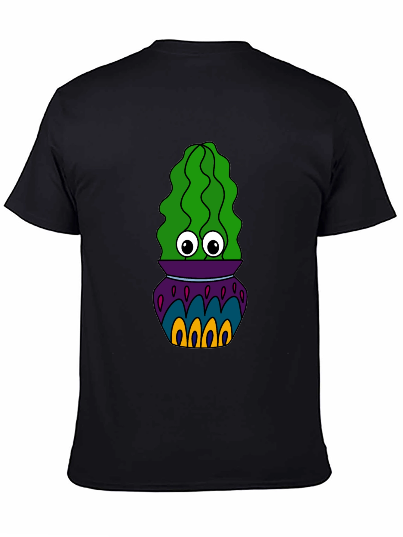 Cactus in Pot Graphic Tee - Funky Black T-Shirt