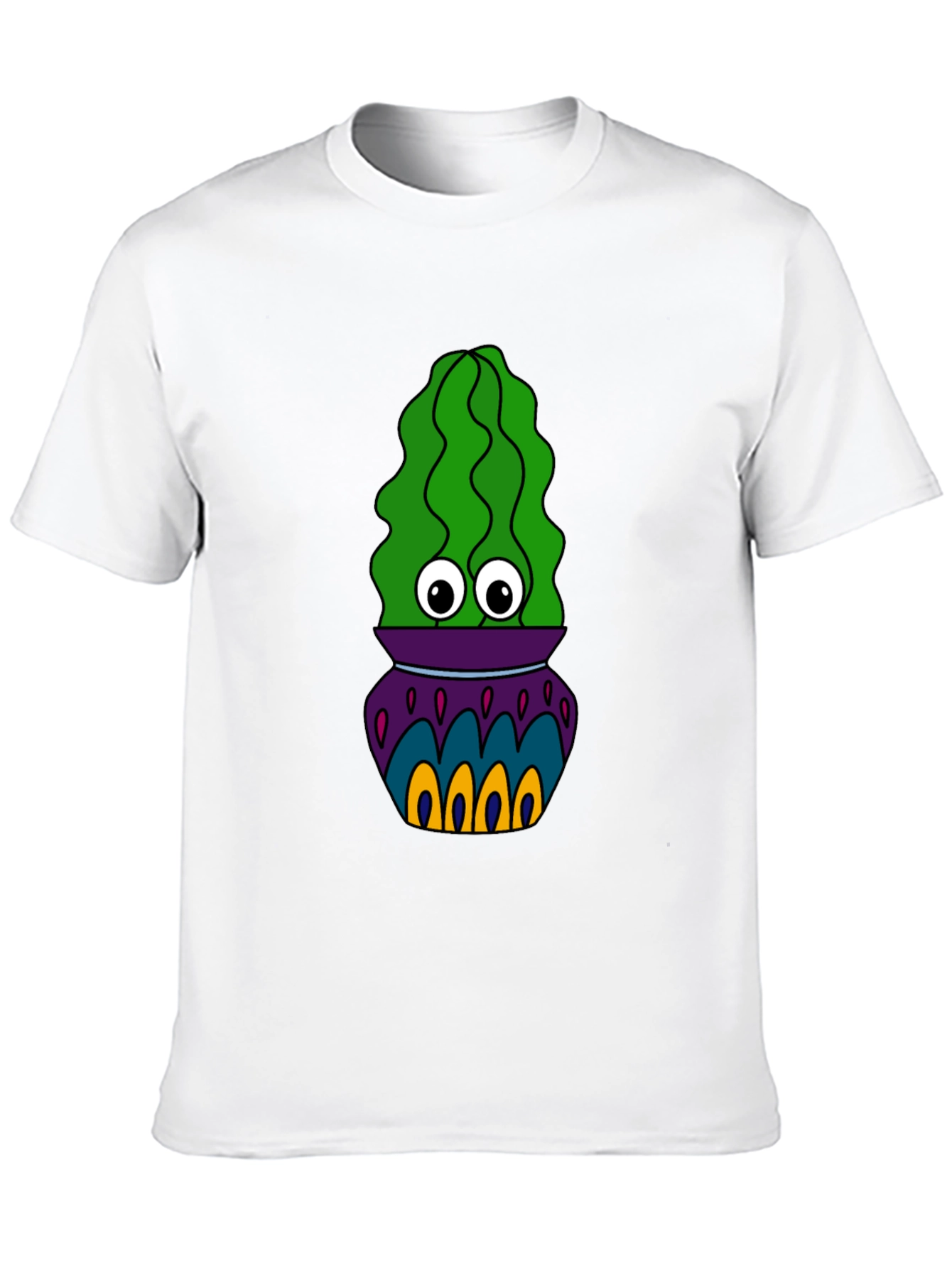 Cactus in Pot Graphic Tee - Funky Black T-Shirt