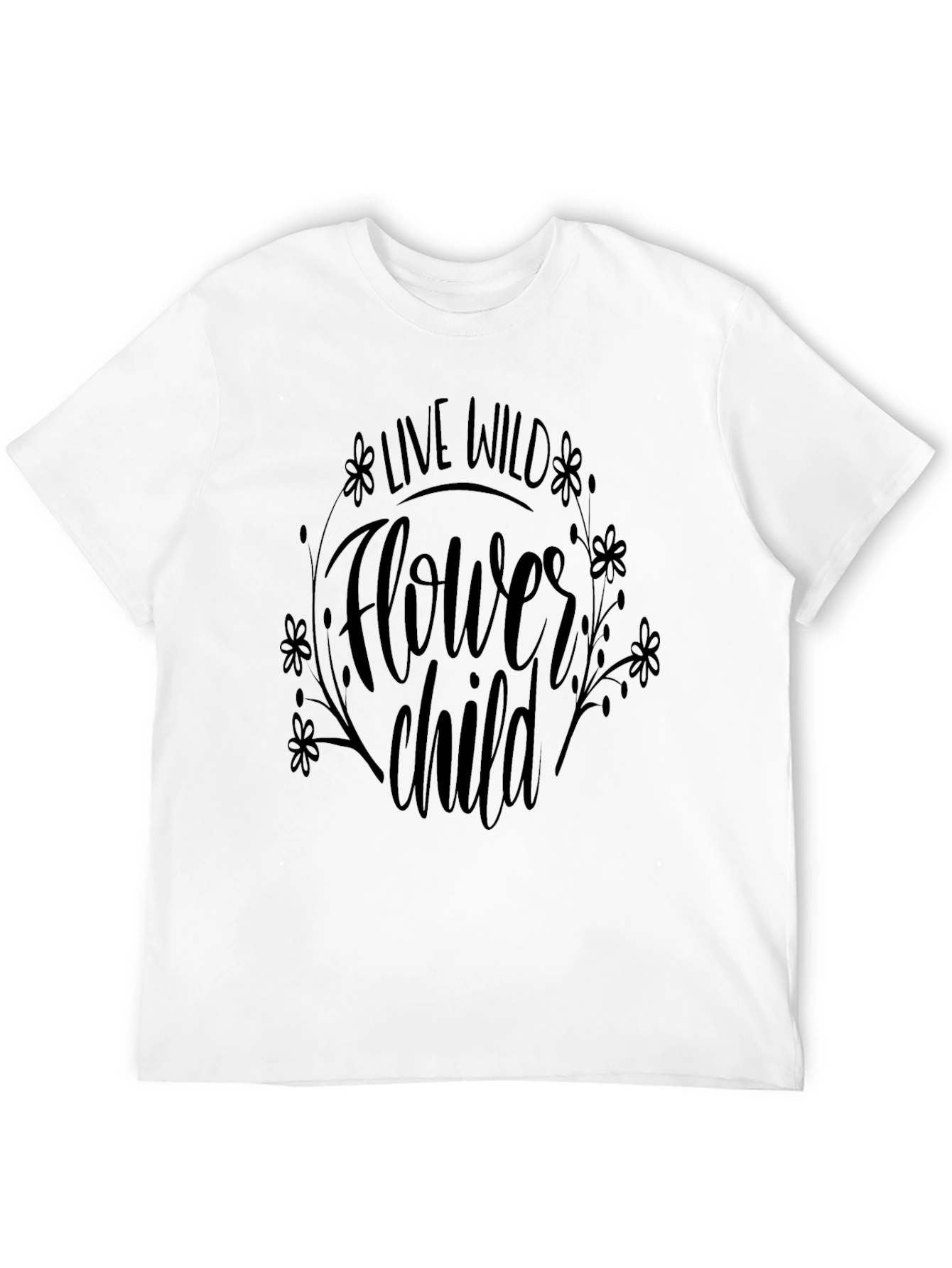 Live Wild Flower Child Black T-Shirt