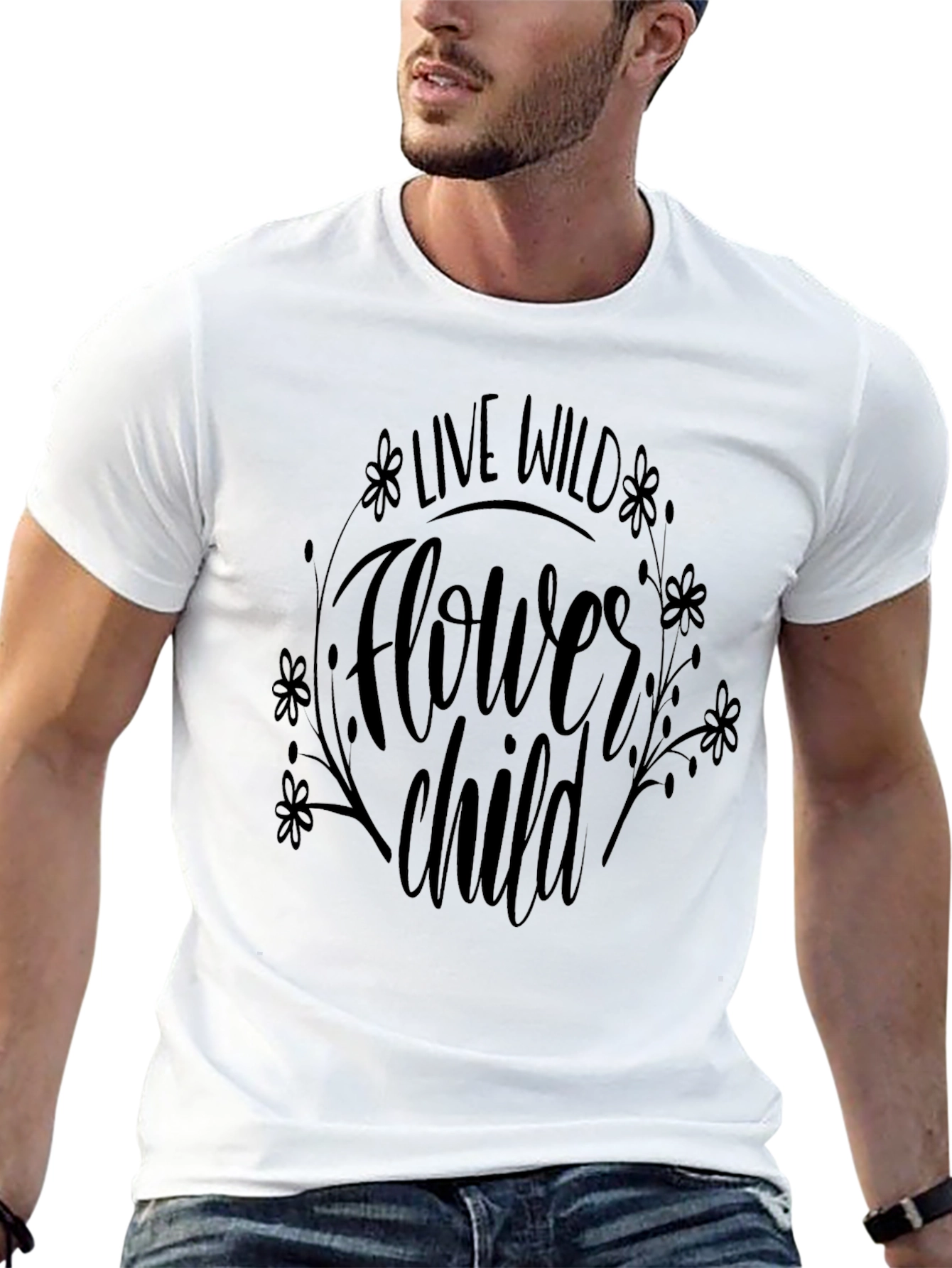 Live Wild Flower Child Black T-Shirt