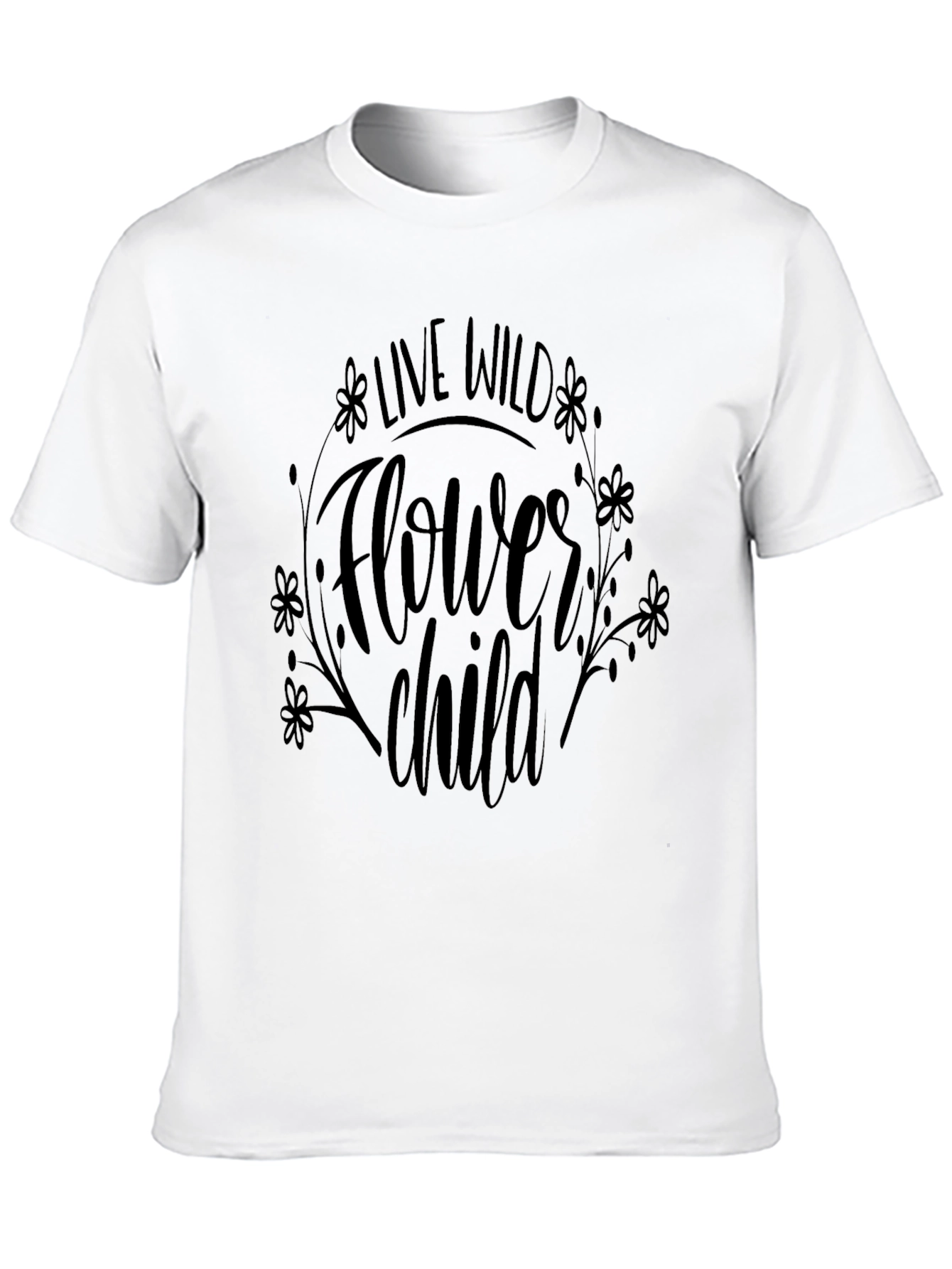 Live Wild Flower Child Black T-Shirt