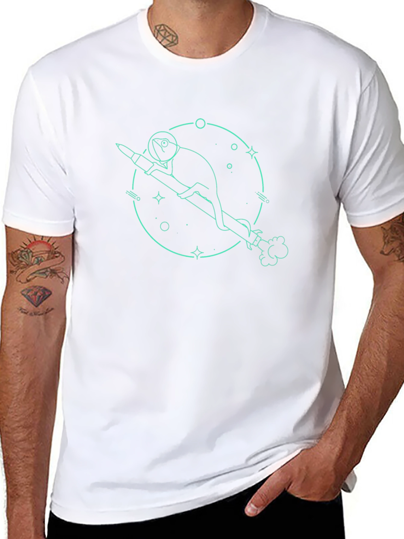 Cosmic Chameleon Black Graphic Tee