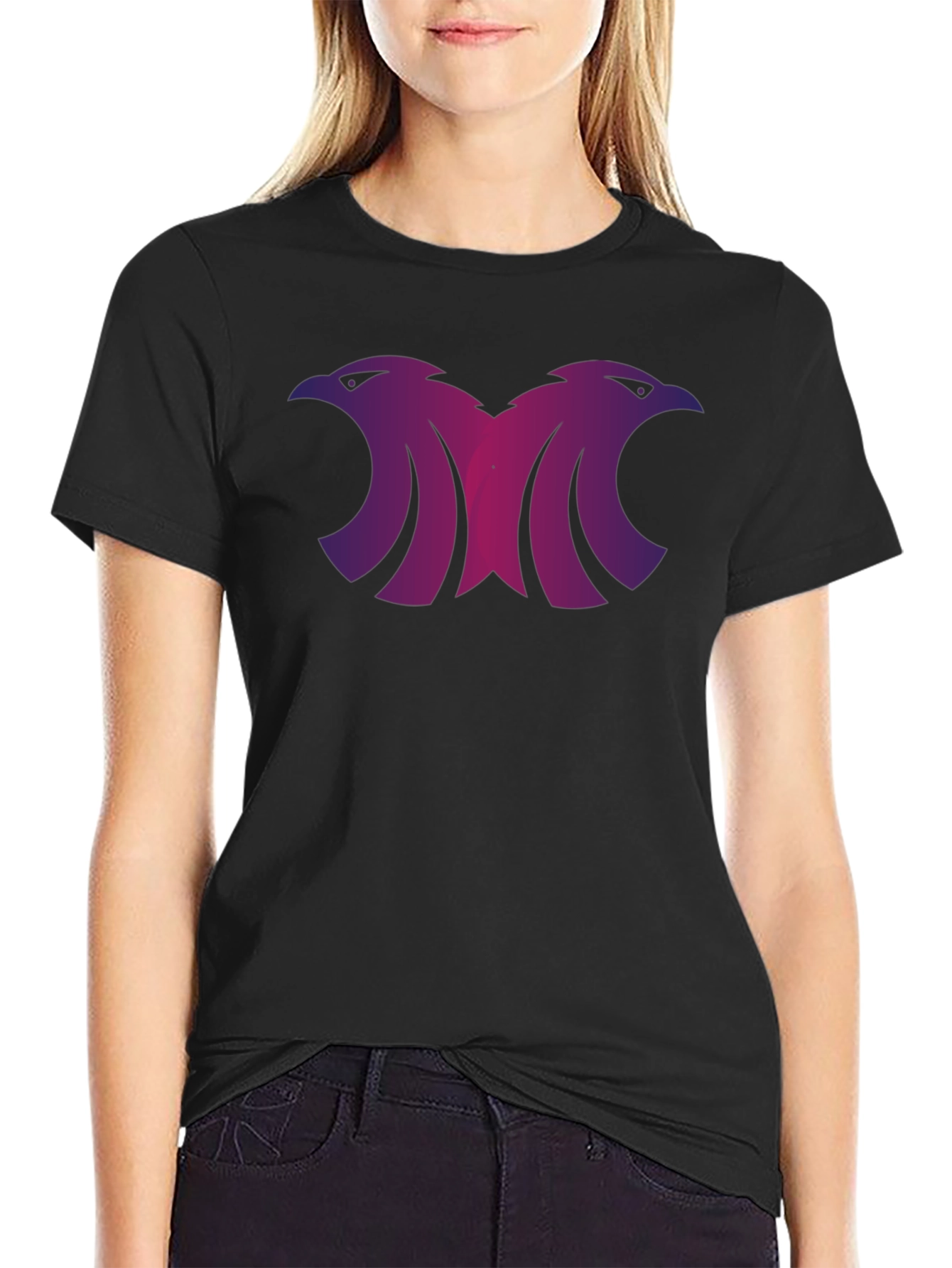 Black Tee with Double Eagle Graphic