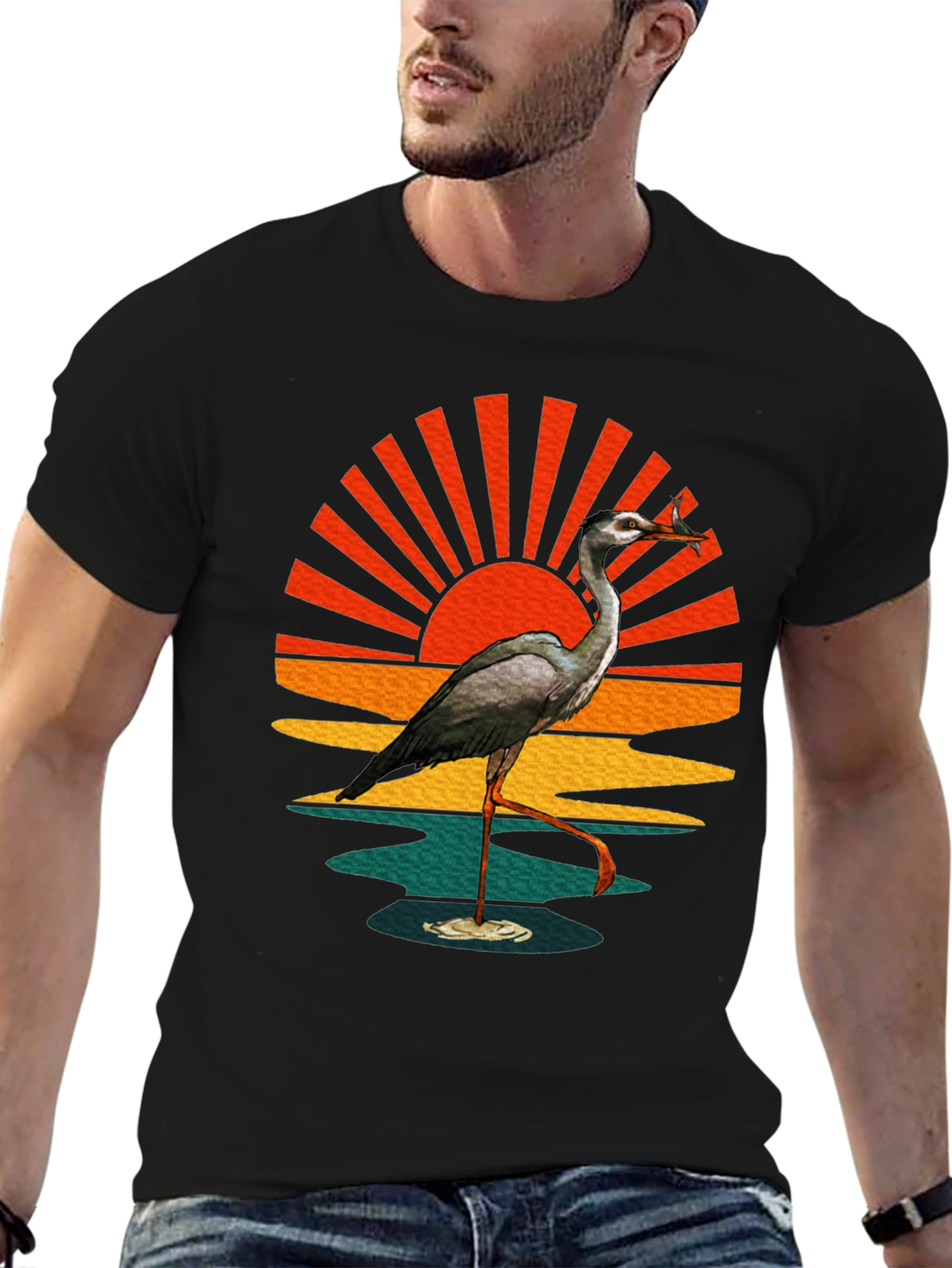 Heron Sunset Graphic Tee