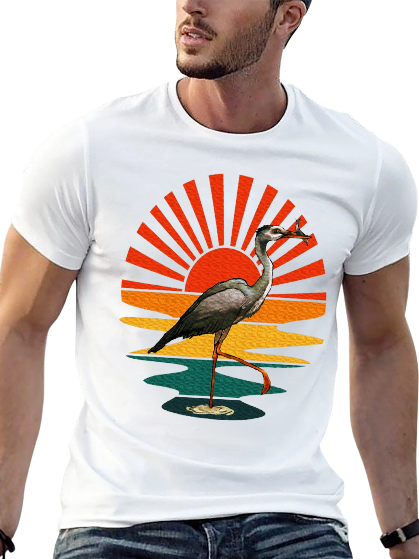 Heron Sunset Graphic Tee