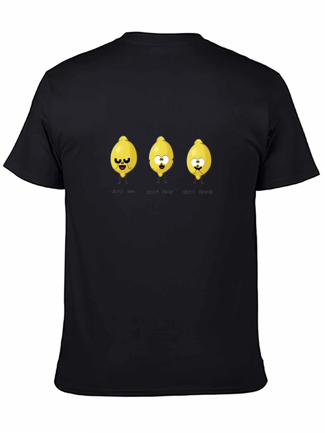 Funny Lemon Cartoon Black T-Shirt