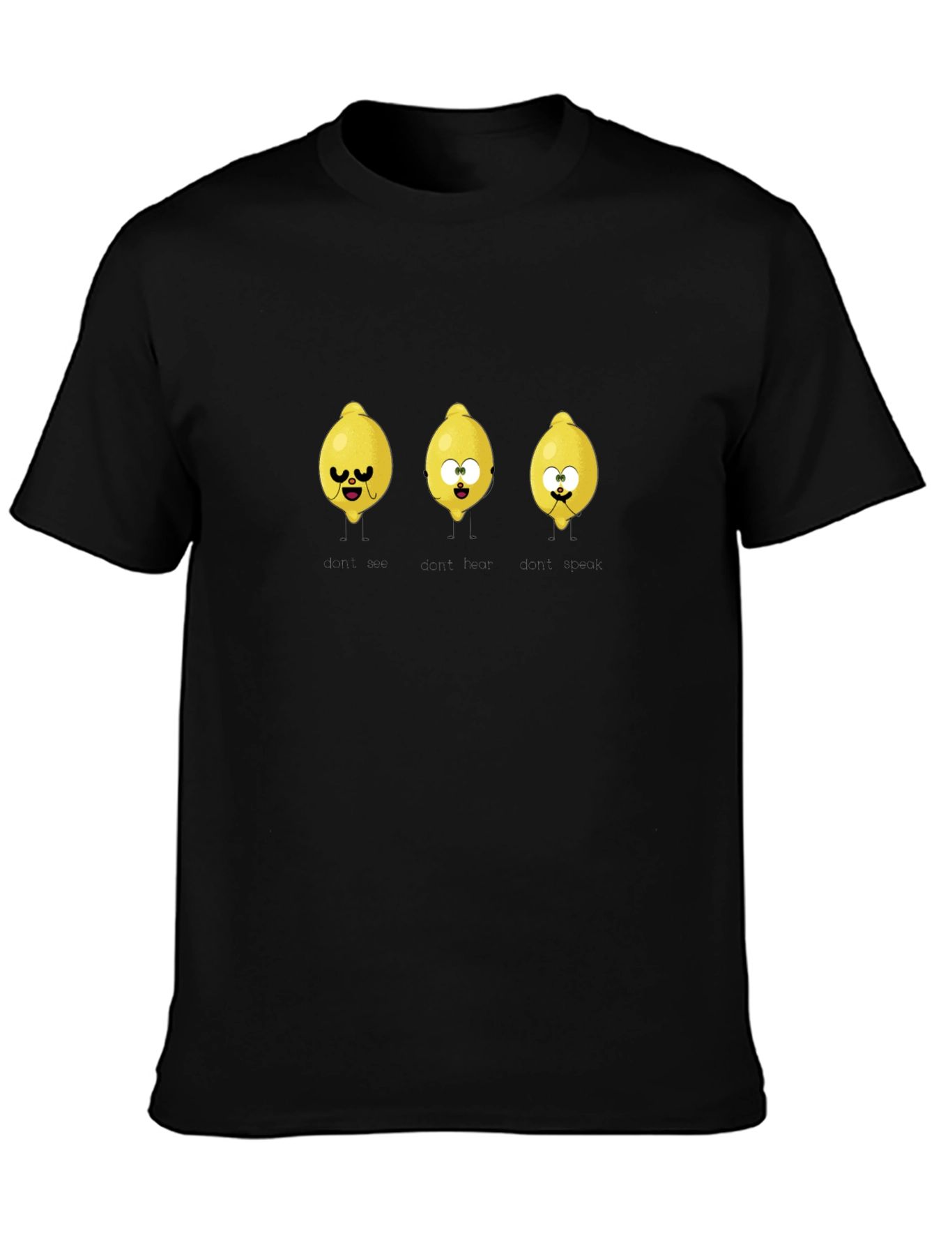 Funny Lemon Cartoon Black T-Shirt